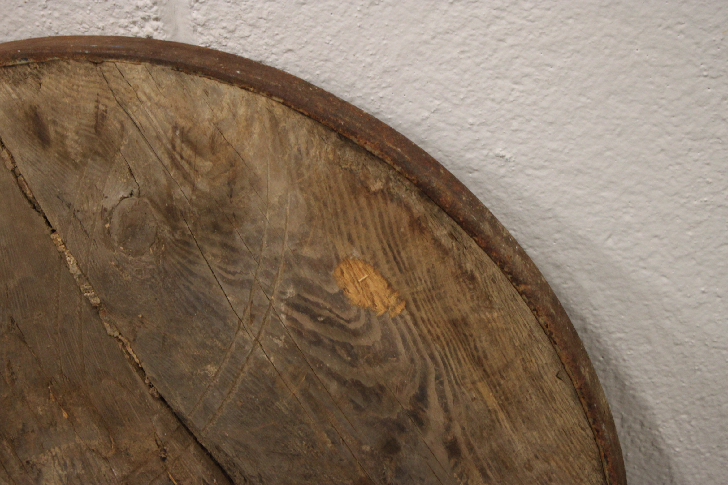 Solid Wooden Wagon Wheel with Metal Band