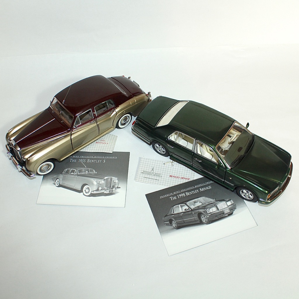 1955 Bentley S and 1998 Bentley Arnage Die Cast Cars by The Franklin Mint