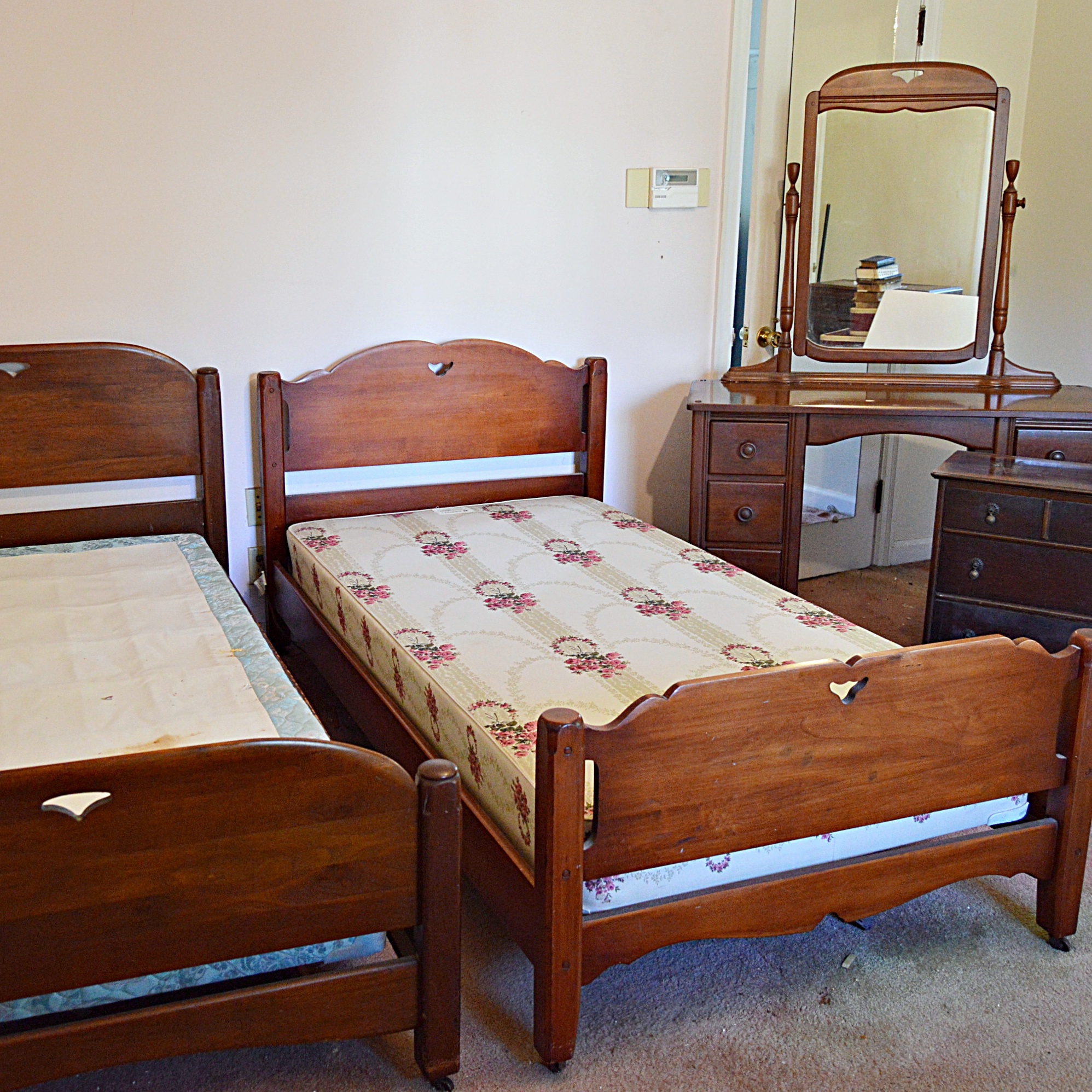 Vintage Twin Beds and Dressing Table, Lingerie Chest