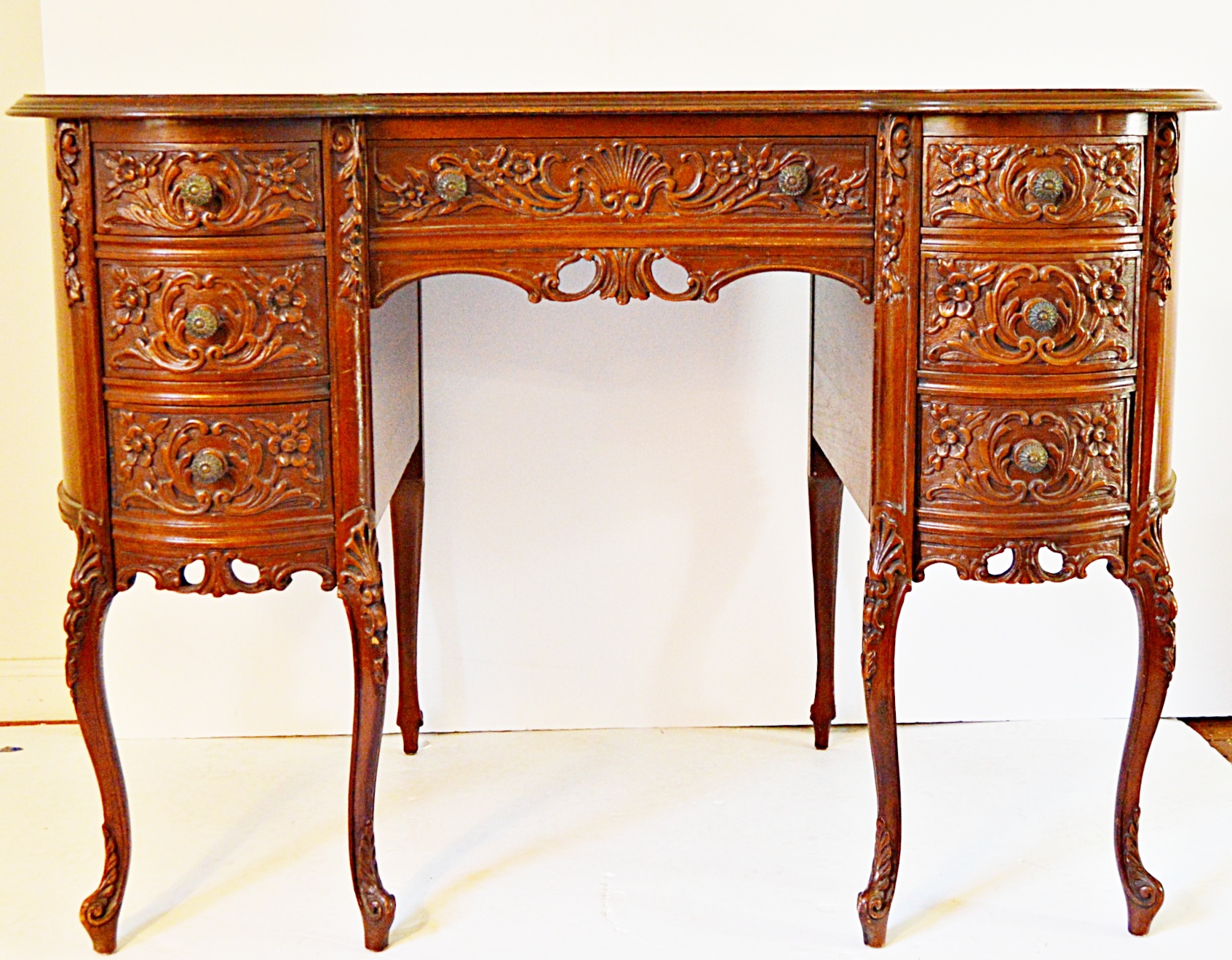 Louis XV Style Mahogany Desk and Chair