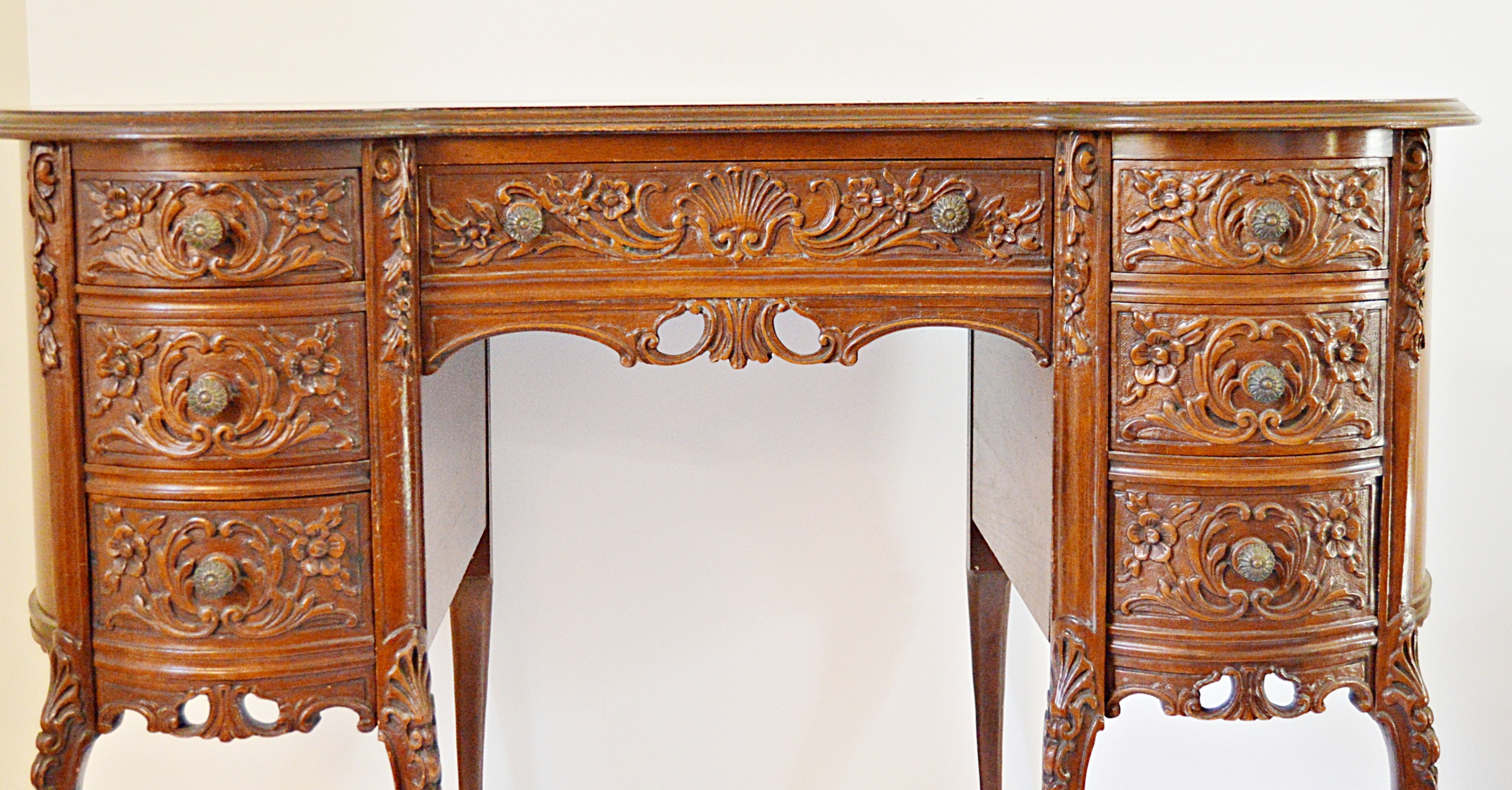 Louis XV Style Mahogany Desk and Chair