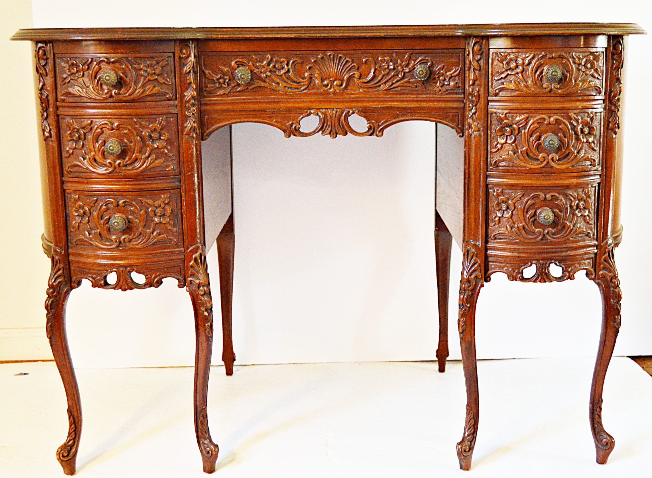 Louis XV Style Mahogany Desk and Chair
