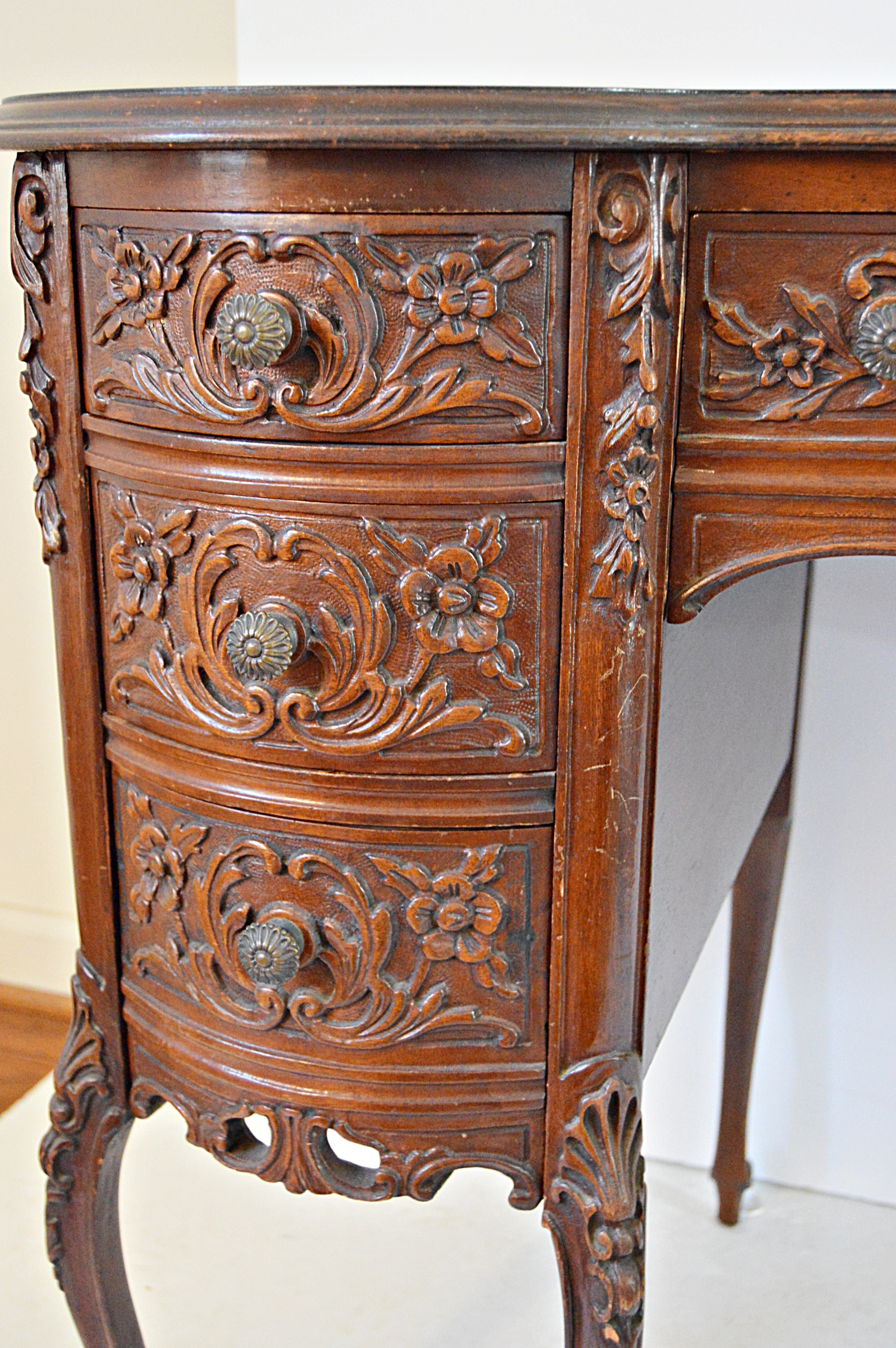 Louis XV Style Mahogany Desk and Chair