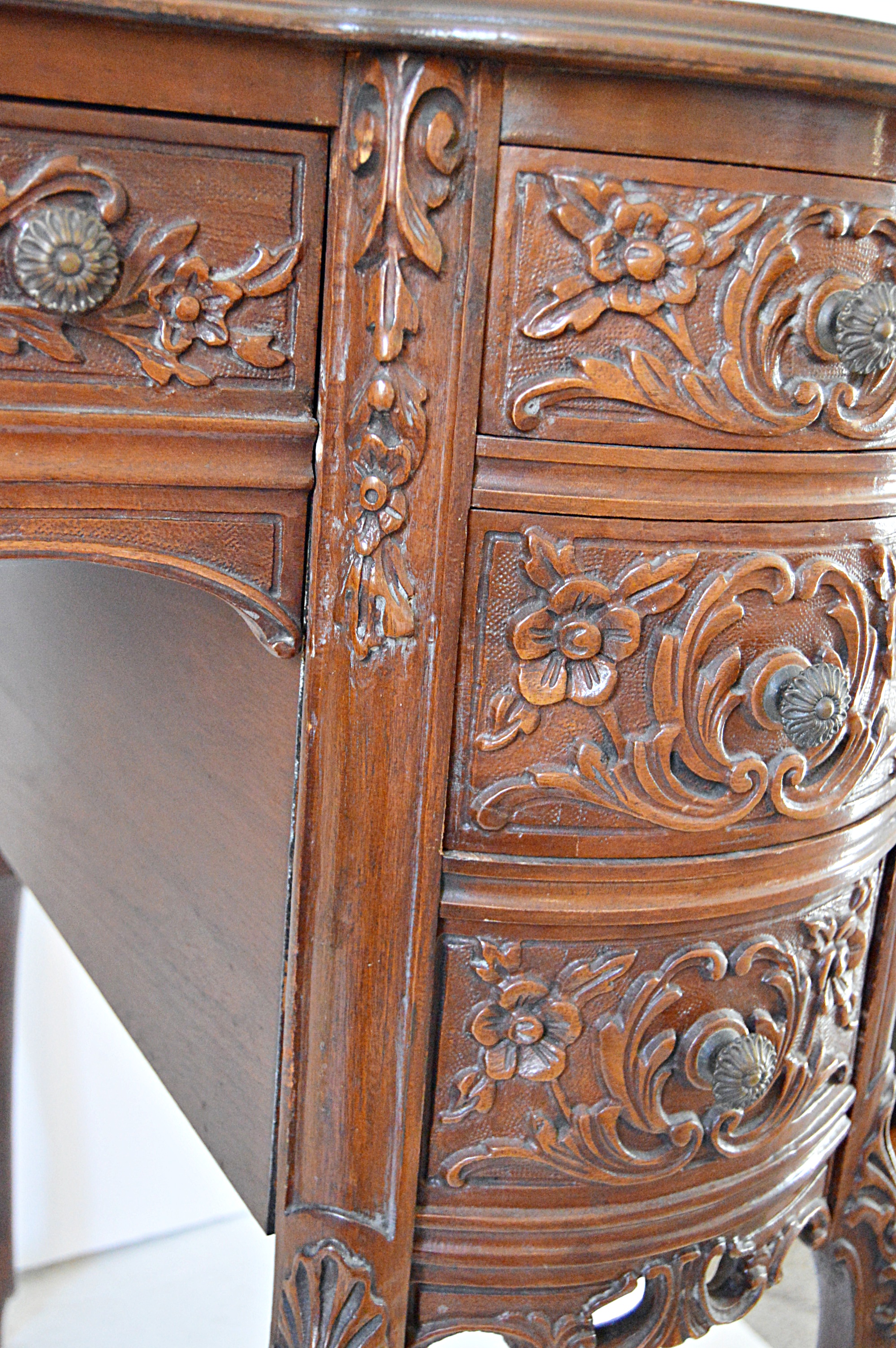 Louis XV Style Mahogany Desk and Chair