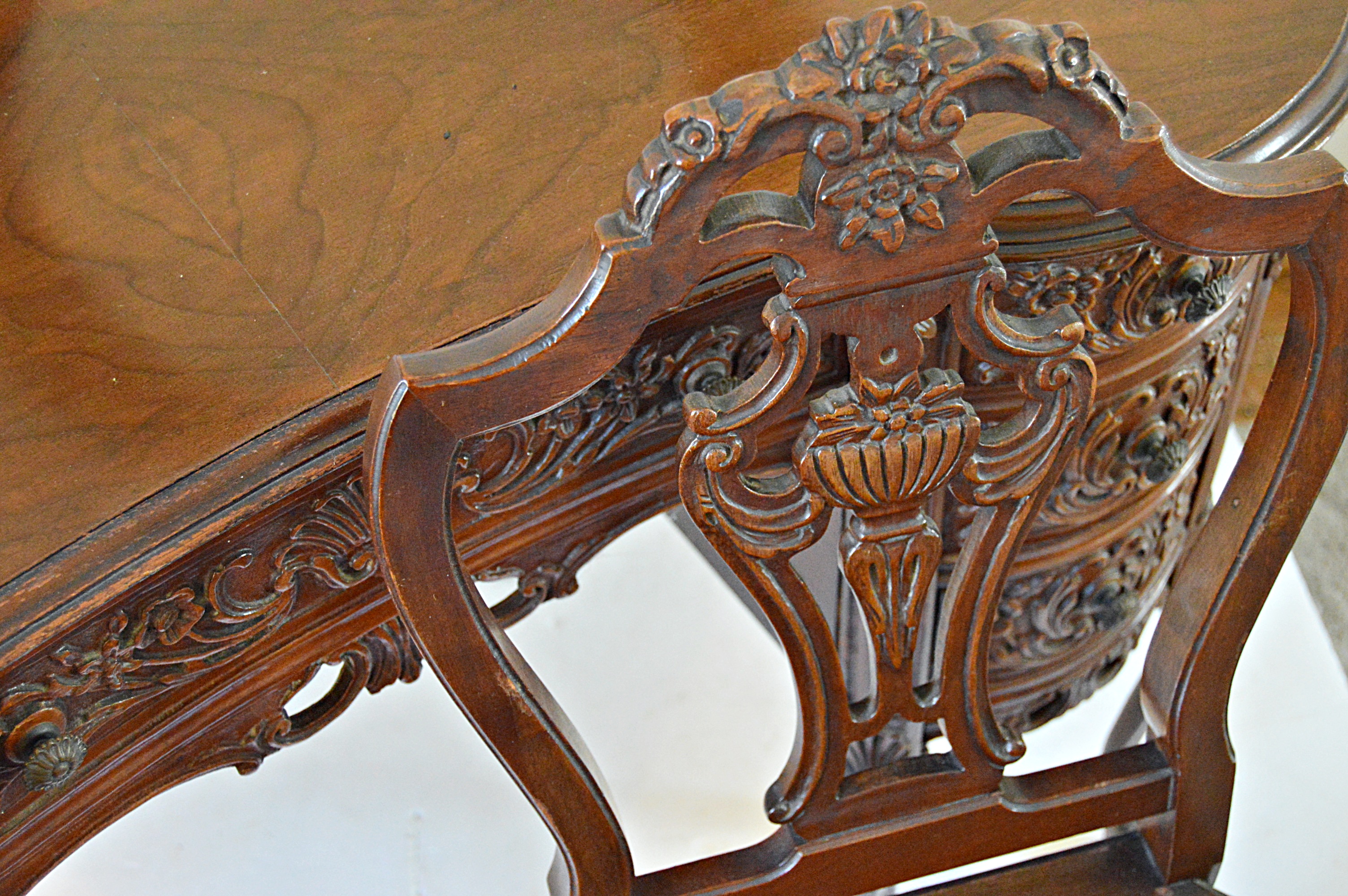 Louis XV Style Mahogany Desk and Chair