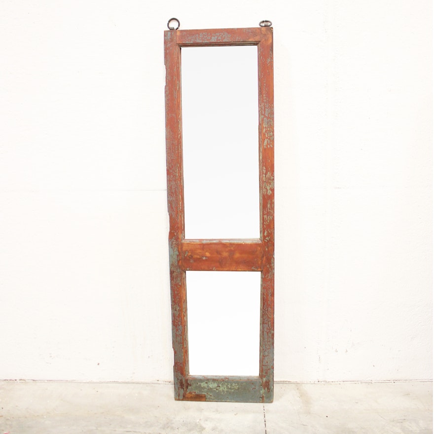 Tall Double Mirror with Wood Frame