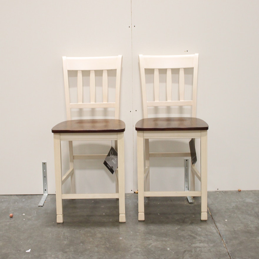 Pair of Slat Back Barstools by Ashley Furniture