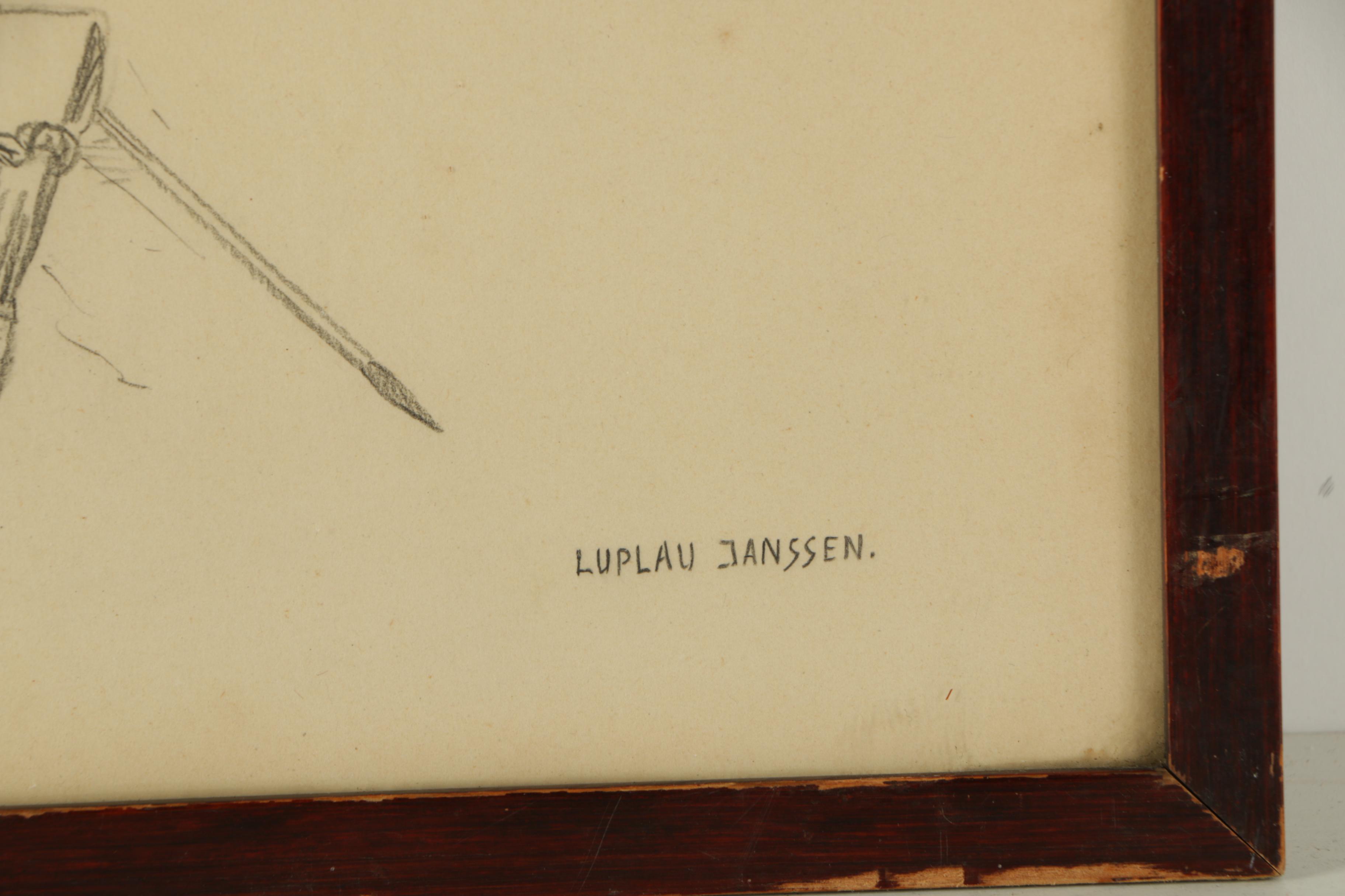 Luplau Janssen Lithograph of Children Sledding