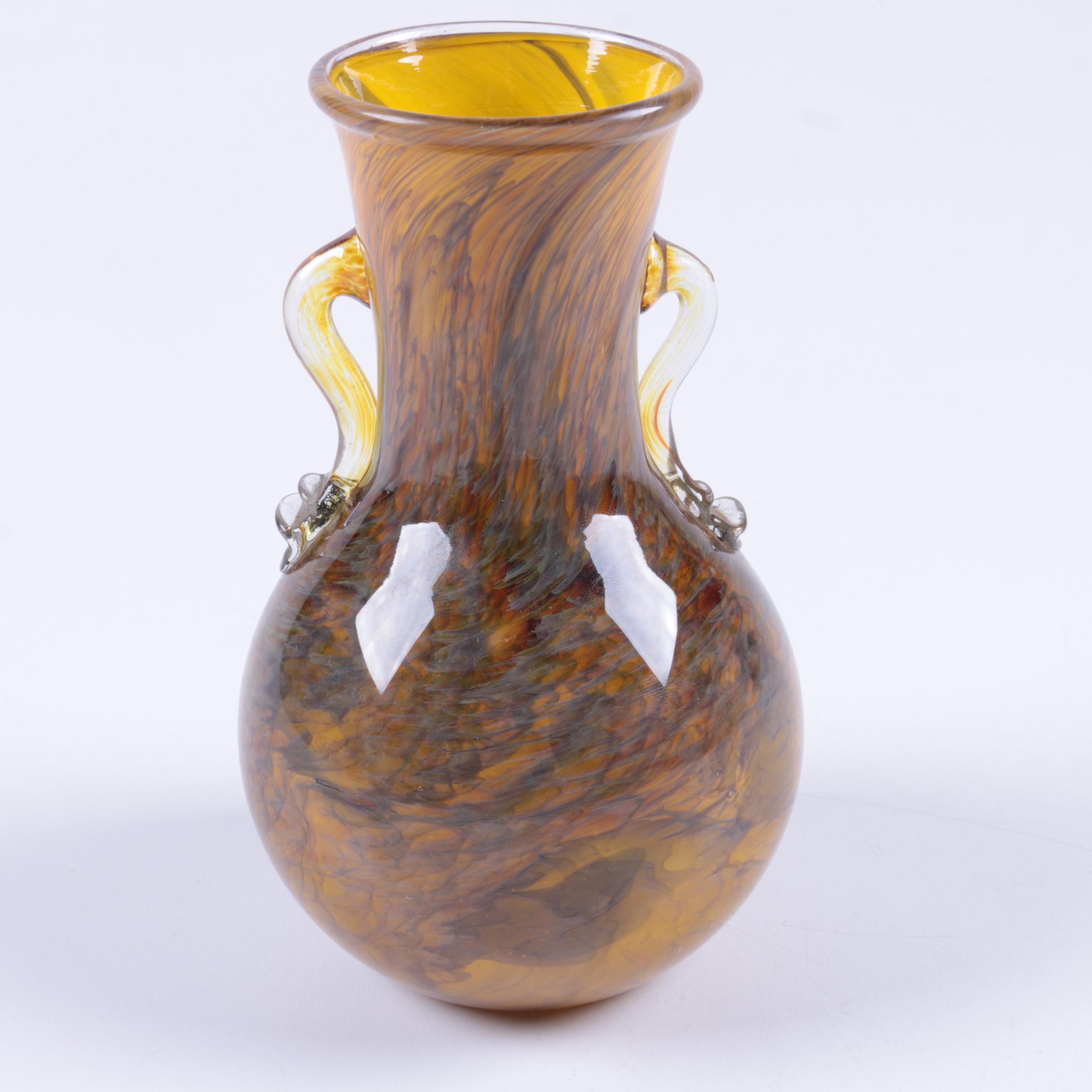 Swirl Pattern Amber Tone Glass Vase