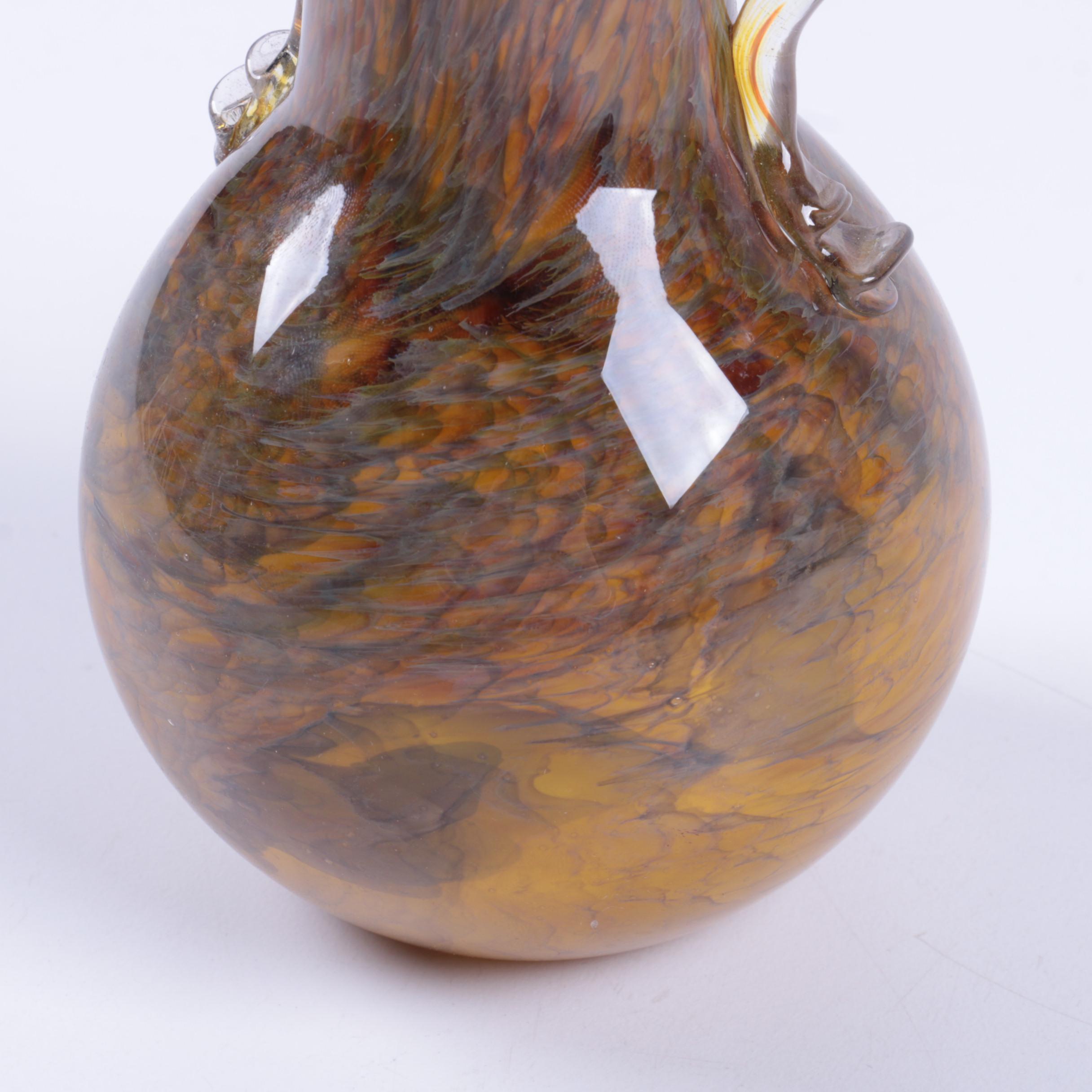 Swirl Pattern Amber Tone Glass Vase