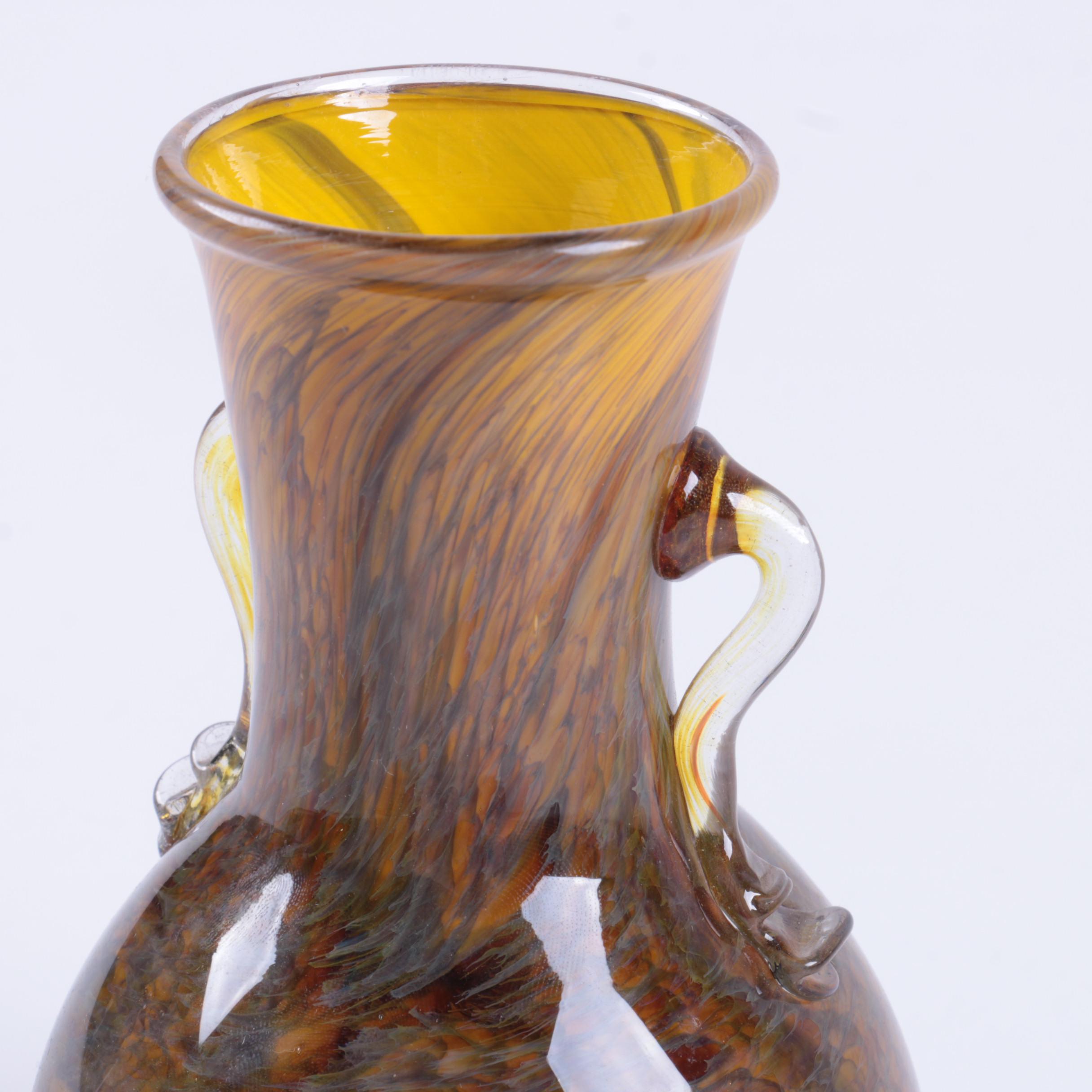 Swirl Pattern Amber Tone Glass Vase