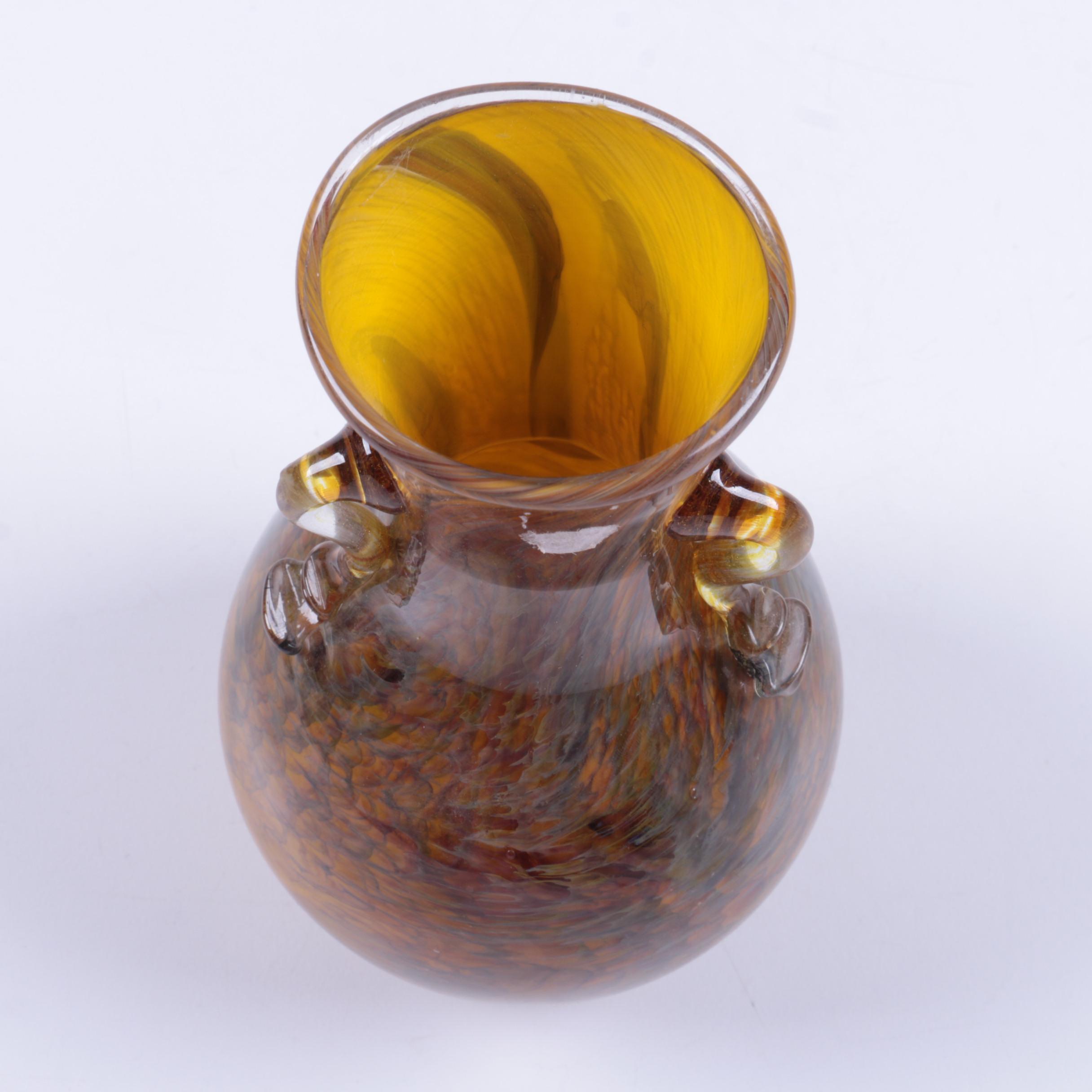 Swirl Pattern Amber Tone Glass Vase