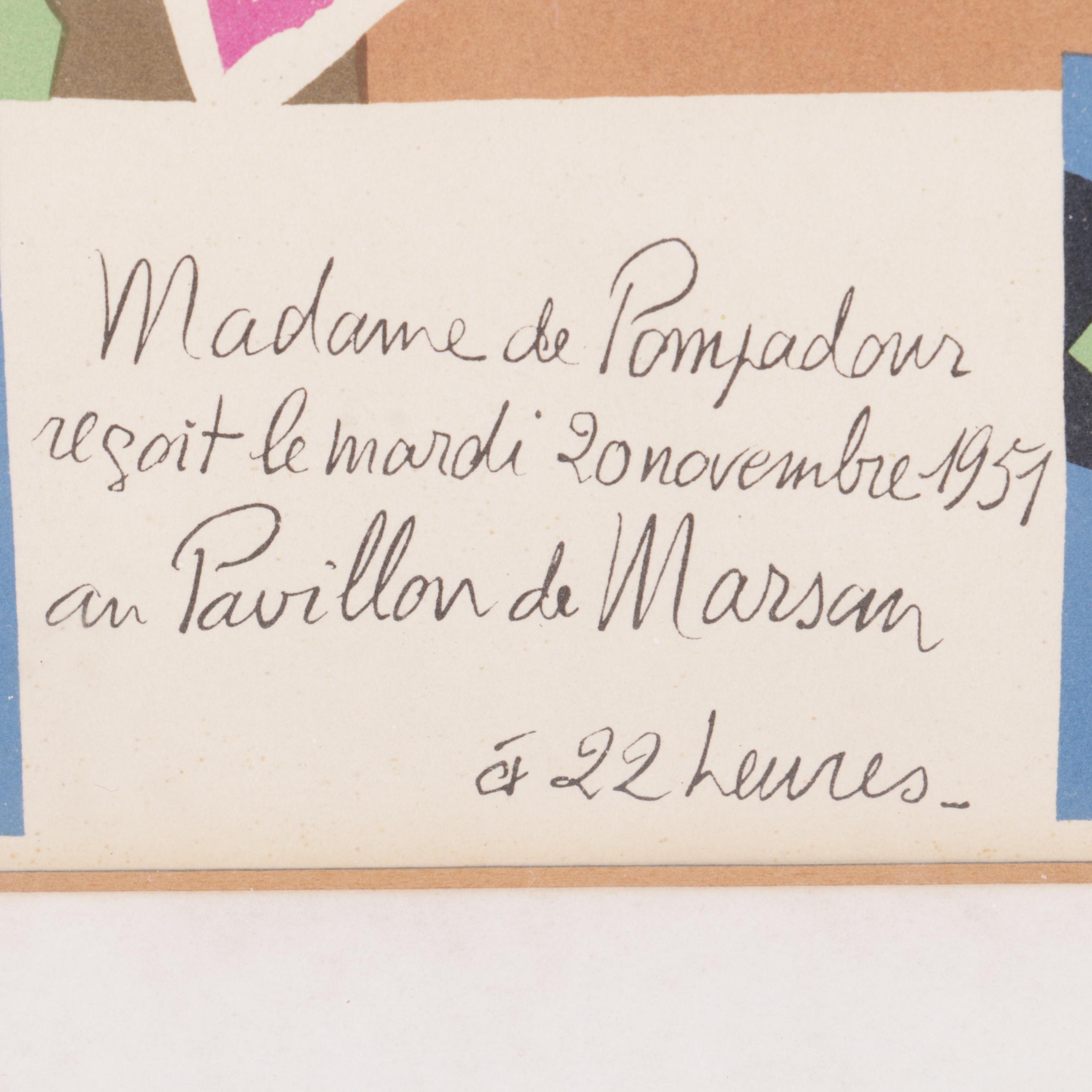 Serigraph Invitation After Henri Matisse "Madame de Pompadour"