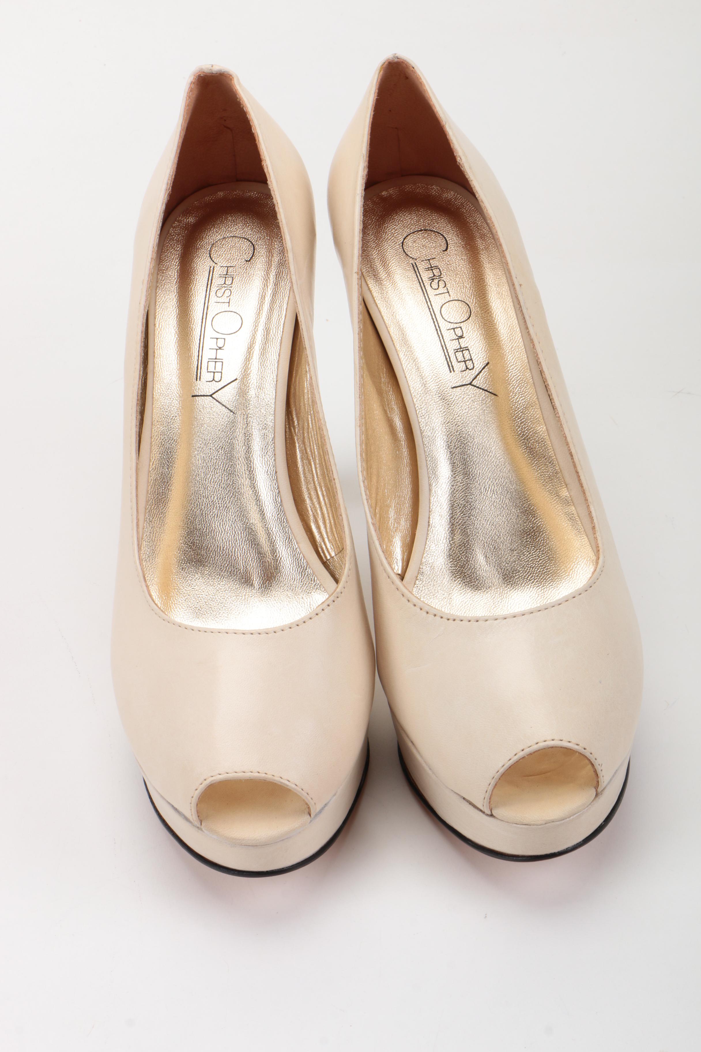 Christopher Coy Collection Prototype Heels in Off-White Leather