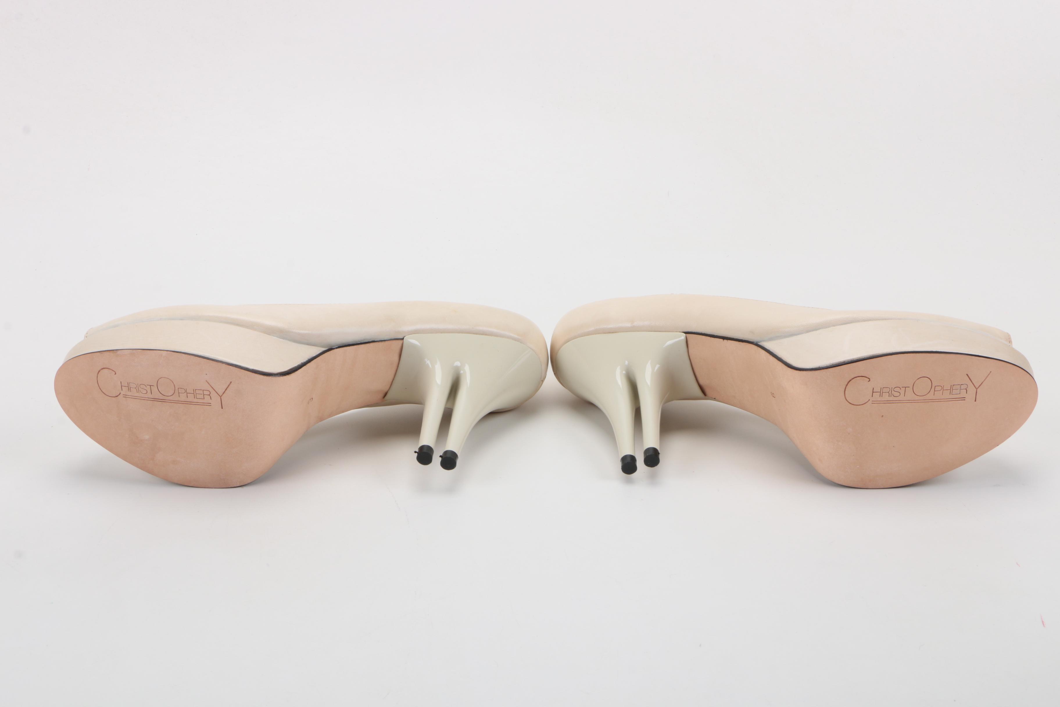 Christopher Coy Collection Prototype Heels in Off-White Leather