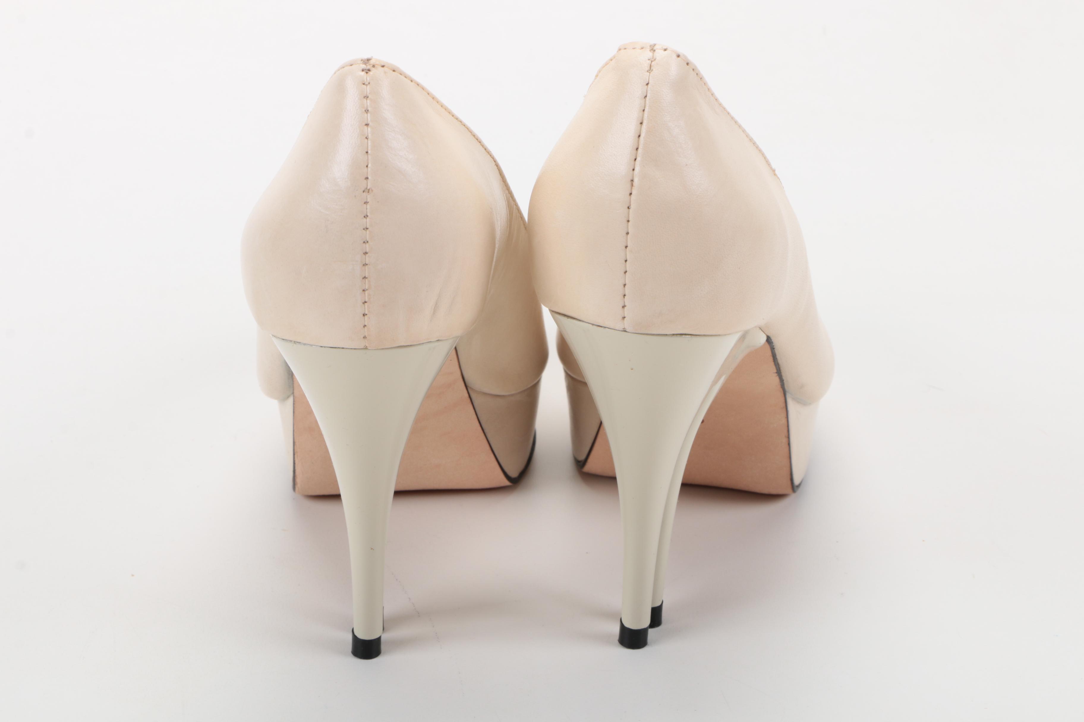Christopher Coy Collection Prototype Heels in Off-White Leather
