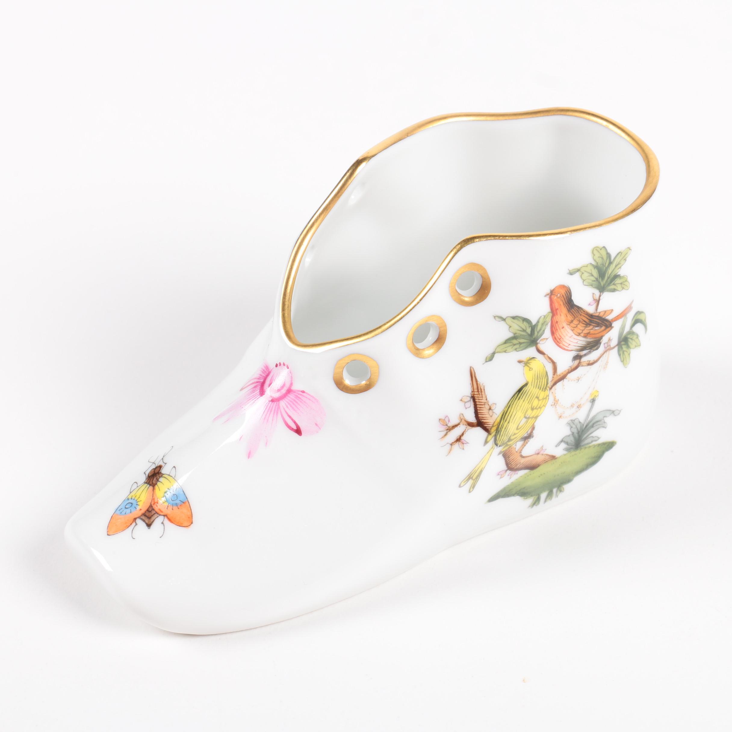 PRIORITY-Herend Hungary Porcelain Shoe Figurine