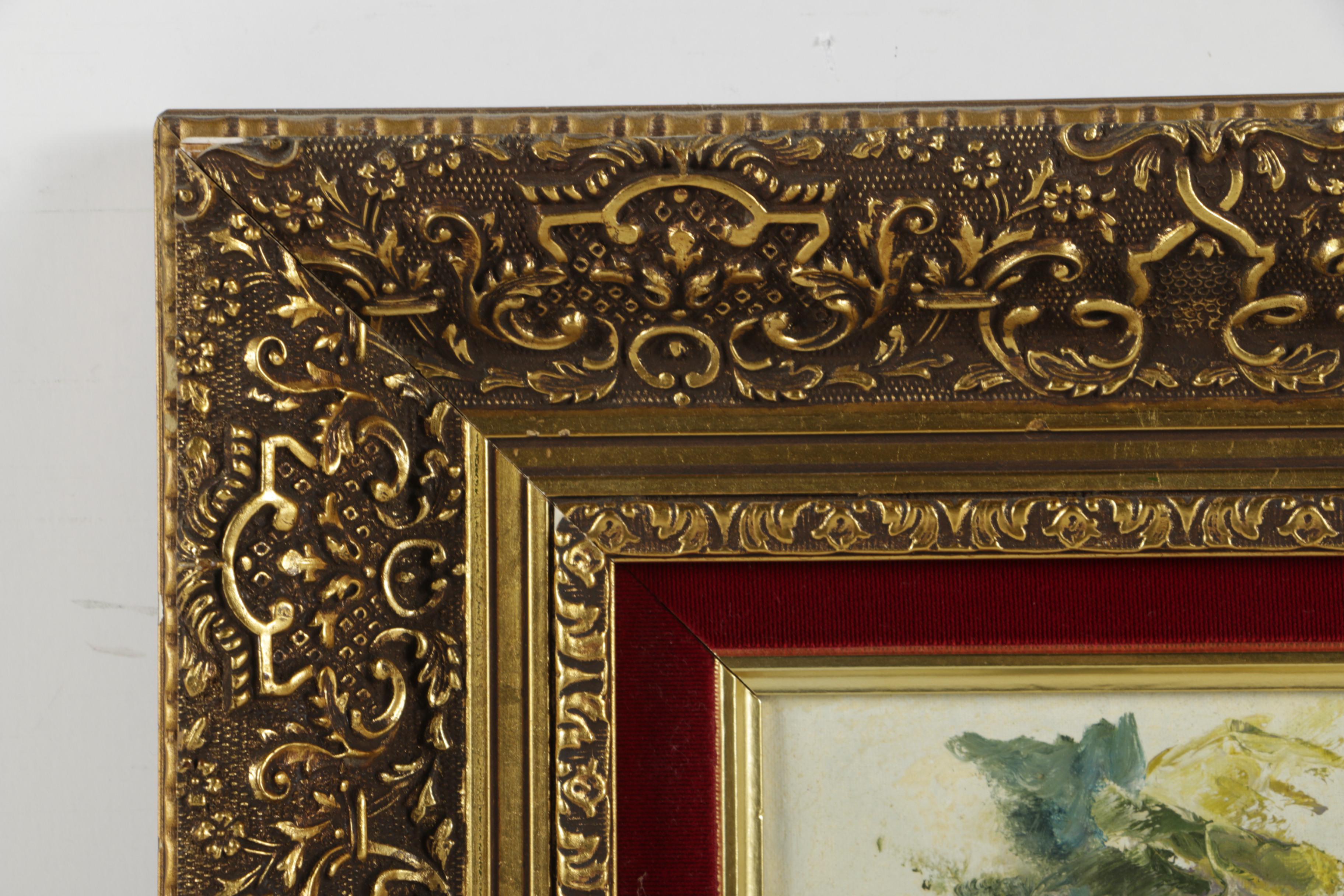 P. Vitolante Oil Painting on Canvas of an Outdoor Scene