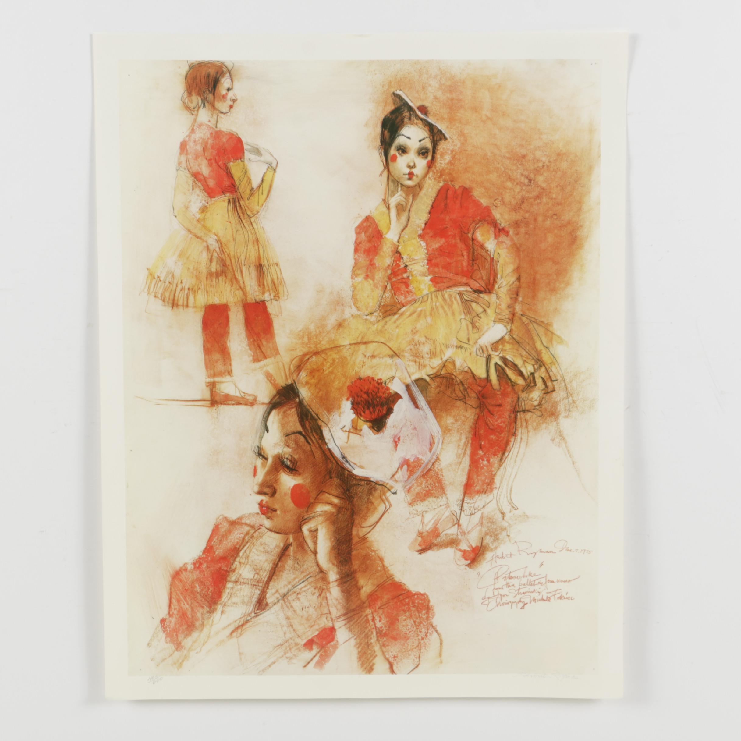 Limited Edition Signed Offset Lithograph after Herbert Ryman "Petrouchka"