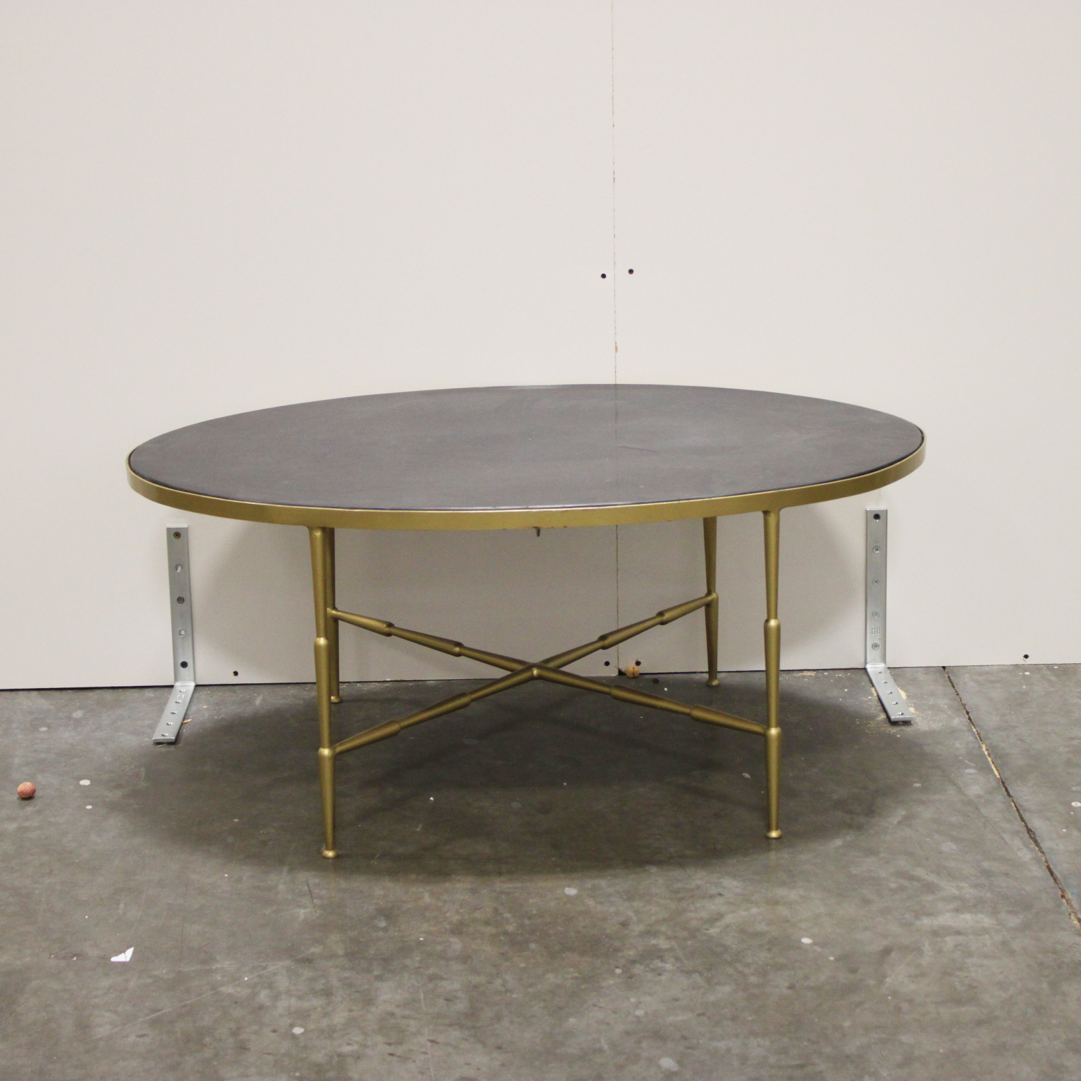 Hollywood Regency Style Stoneware Top Coffee Table