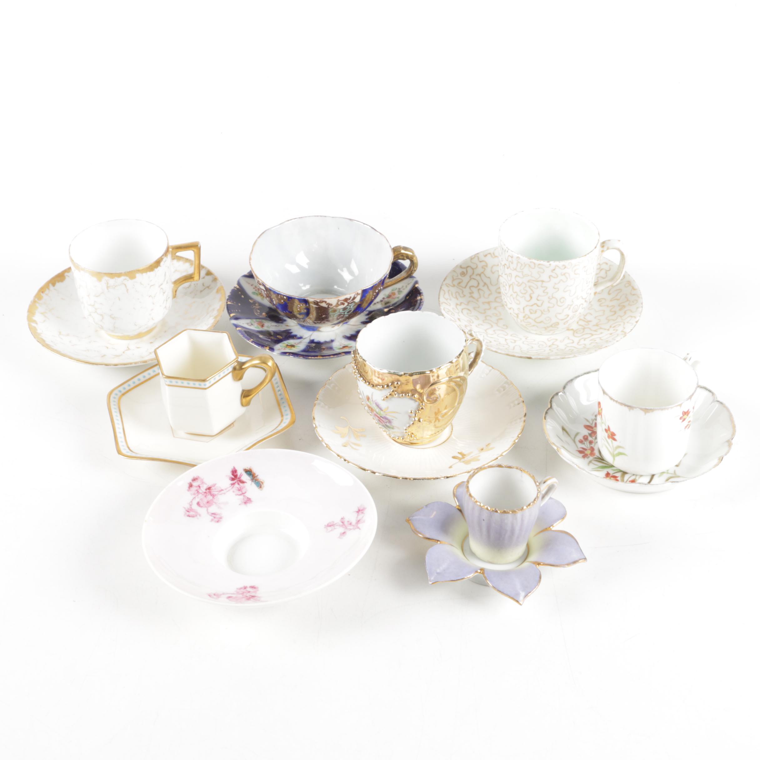 Vintage Porcelain Demitasse Cups and Saucers Including Lenox