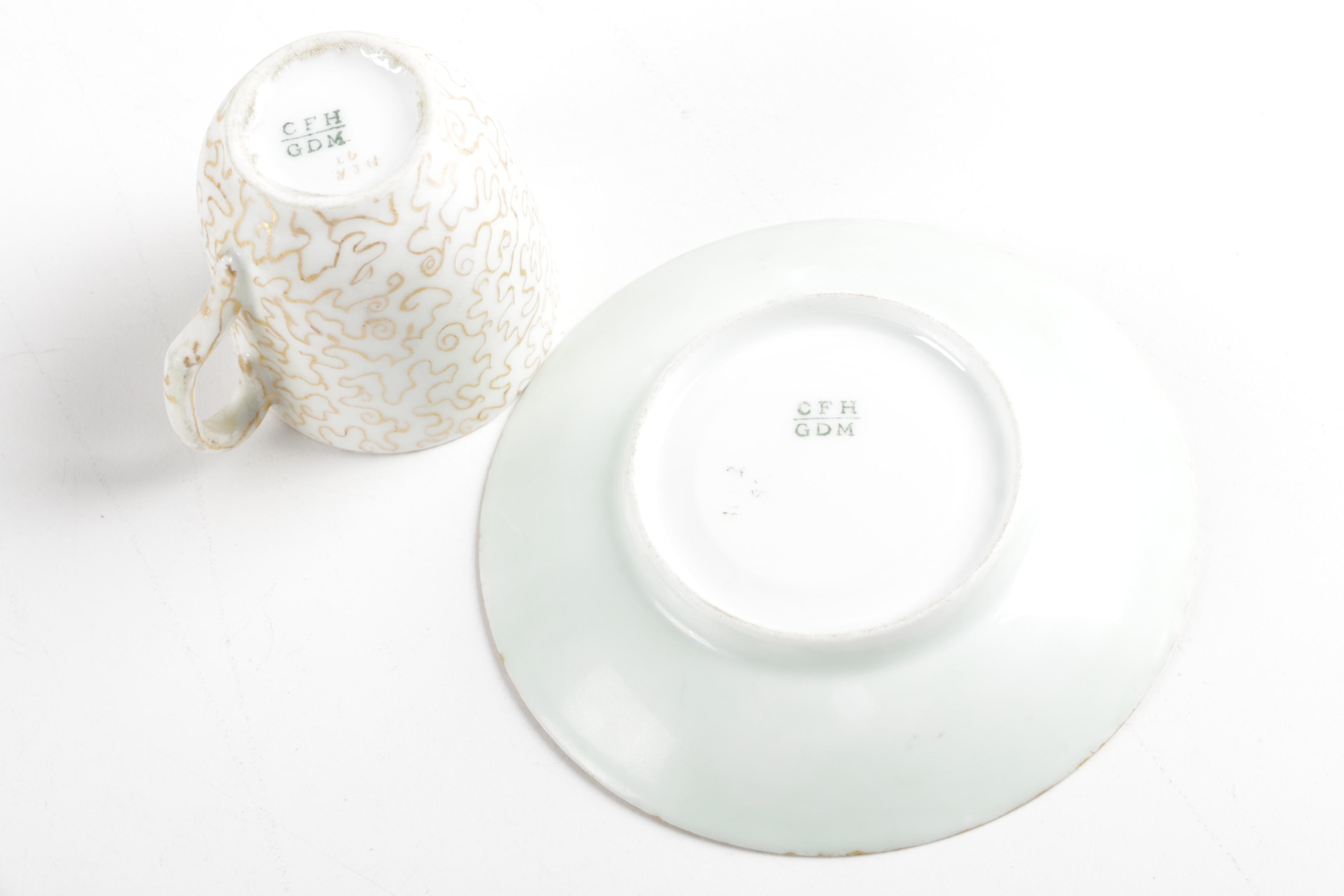 Vintage Porcelain Demitasse Cups and Saucers Including Lenox