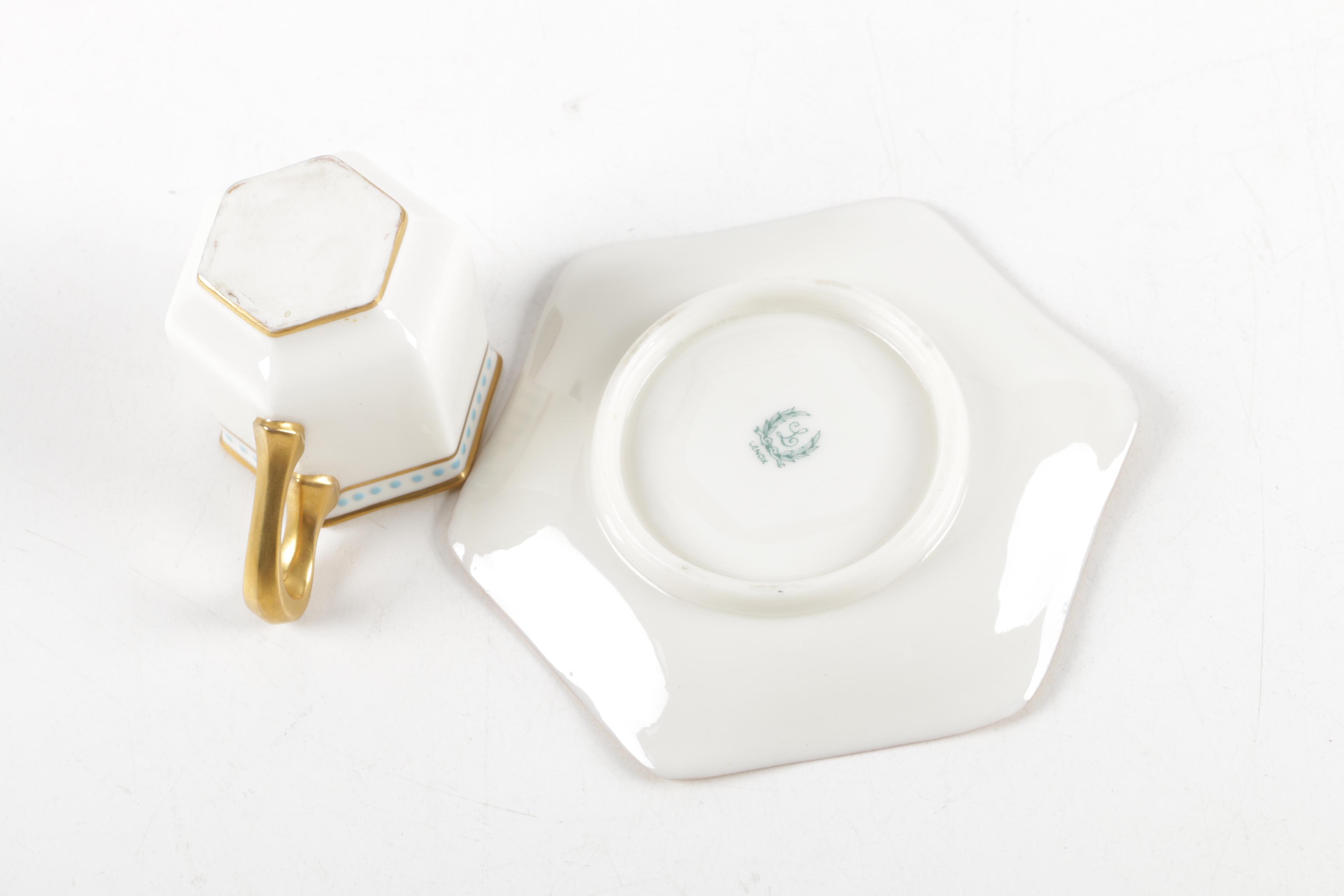 Vintage Porcelain Demitasse Cups and Saucers Including Lenox