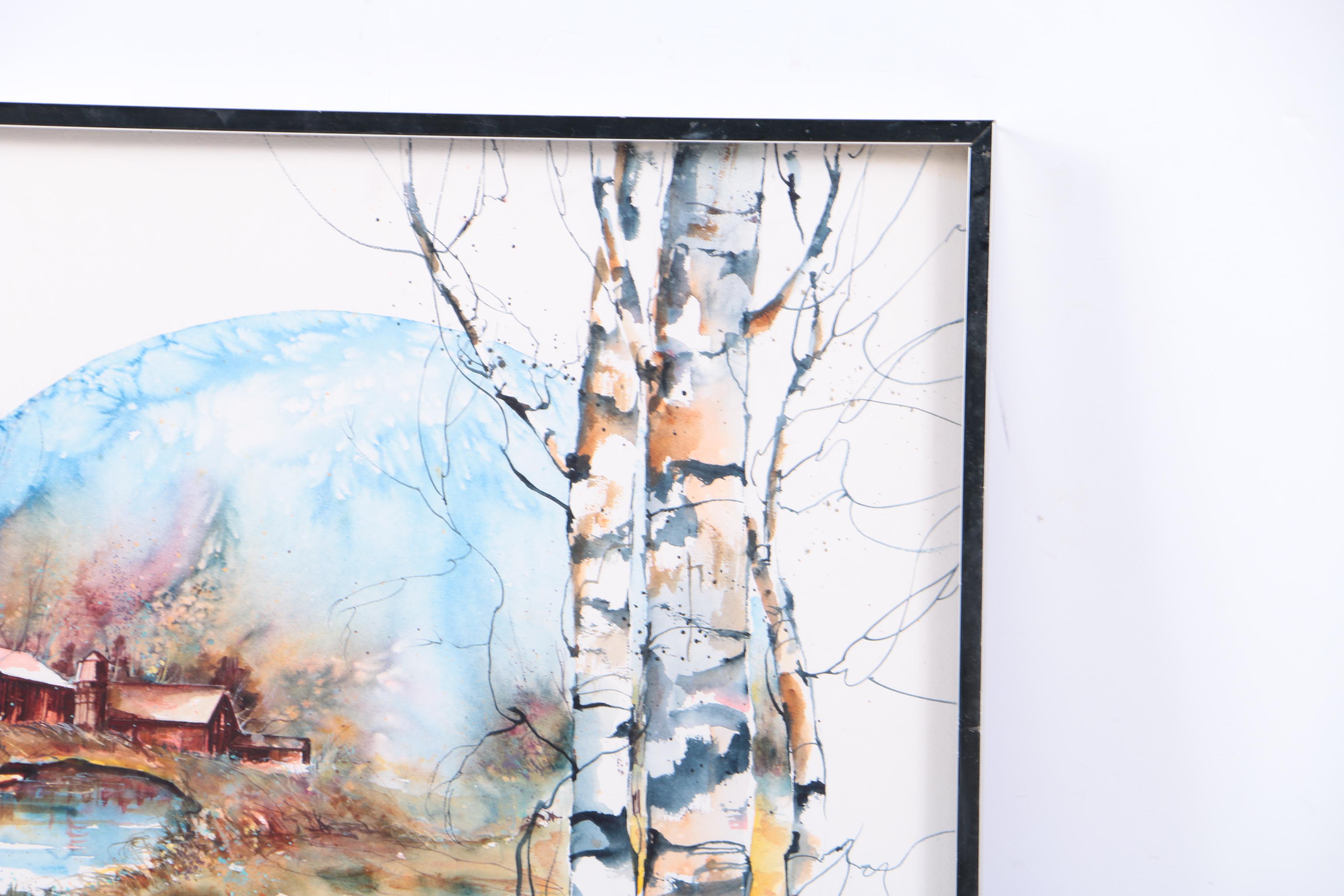 Dolores Ann Ziegler Watercolor on Paper of a Rustic Landscape