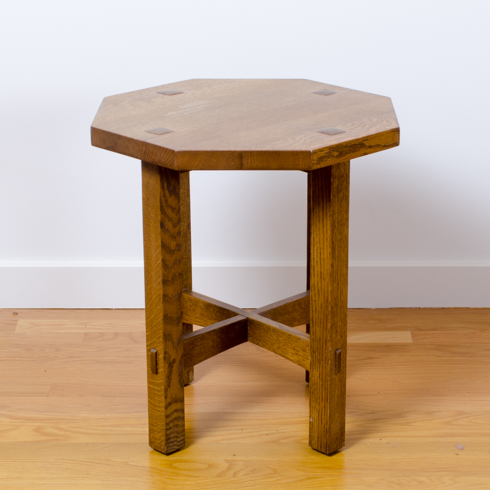 Vintage Arts and Crafts Style Oak Side Table by Stickley