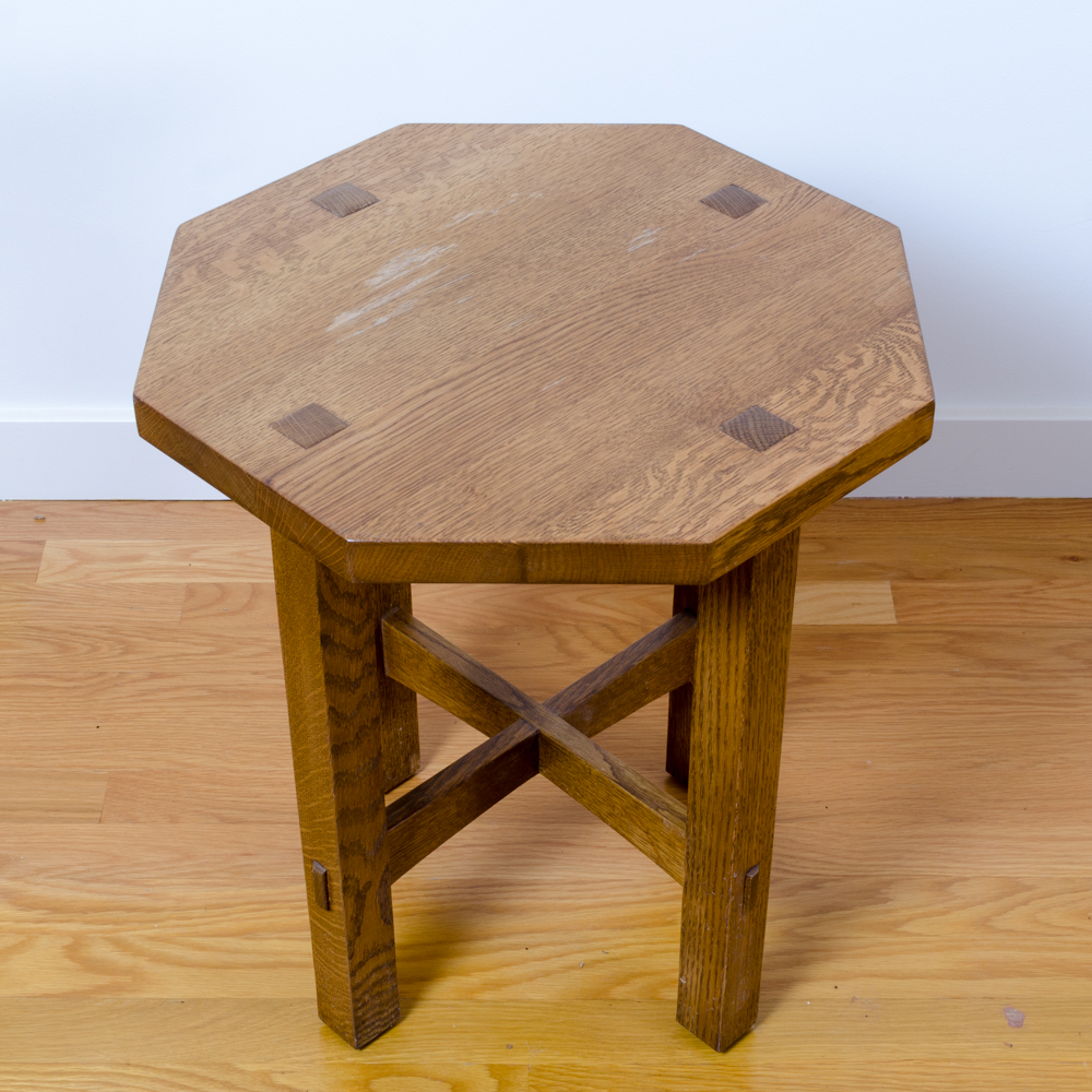 Vintage Arts and Crafts Style Oak Side Table by Stickley