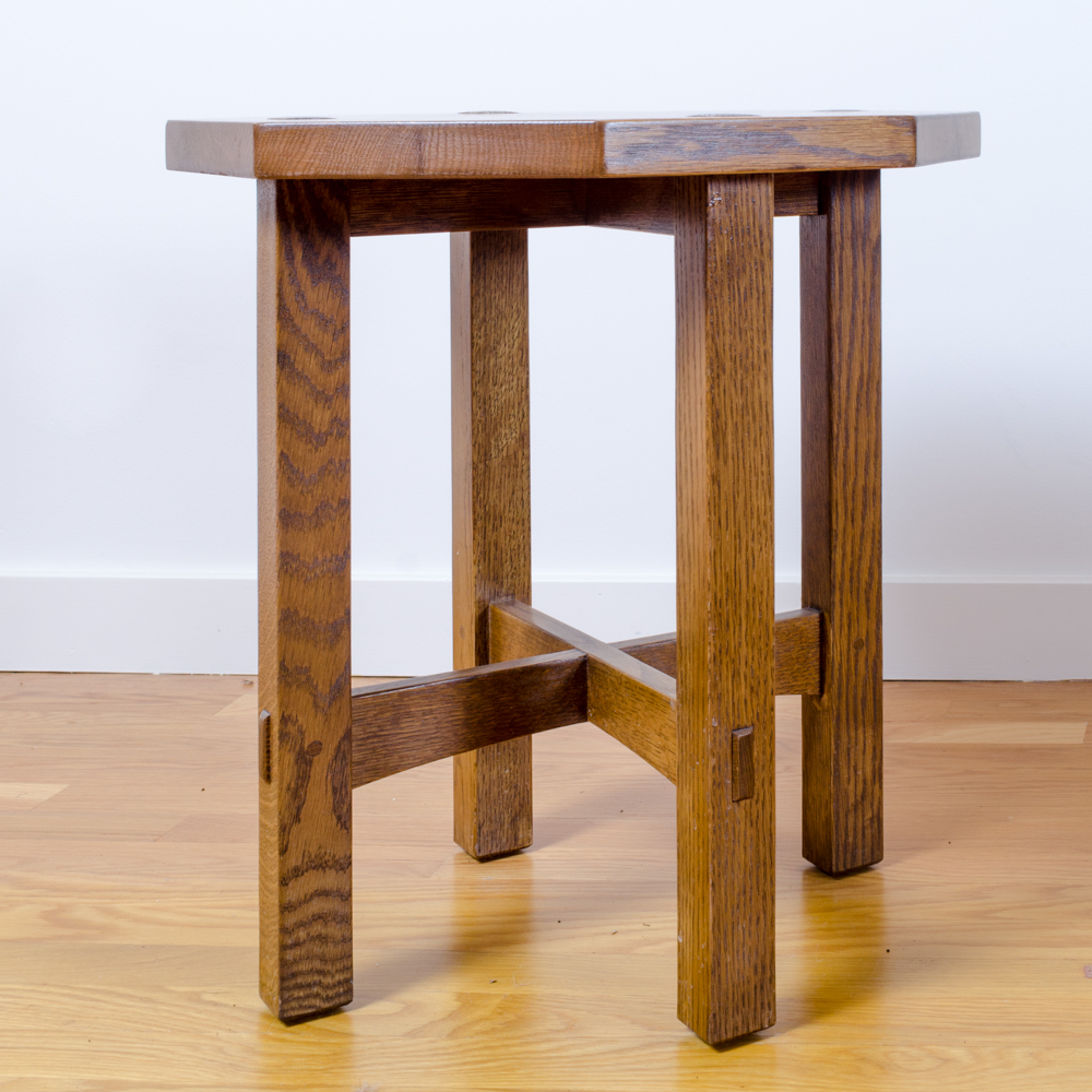 Vintage Arts and Crafts Style Oak Side Table by Stickley