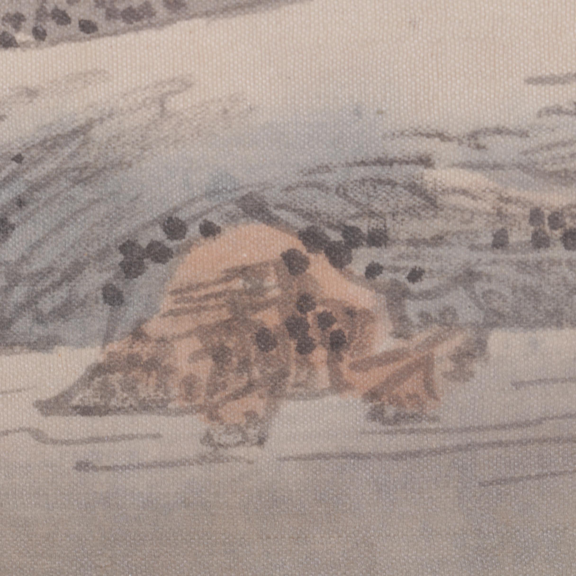 East Asian-Style Gouache Painting of a Man and a Horse on Silk