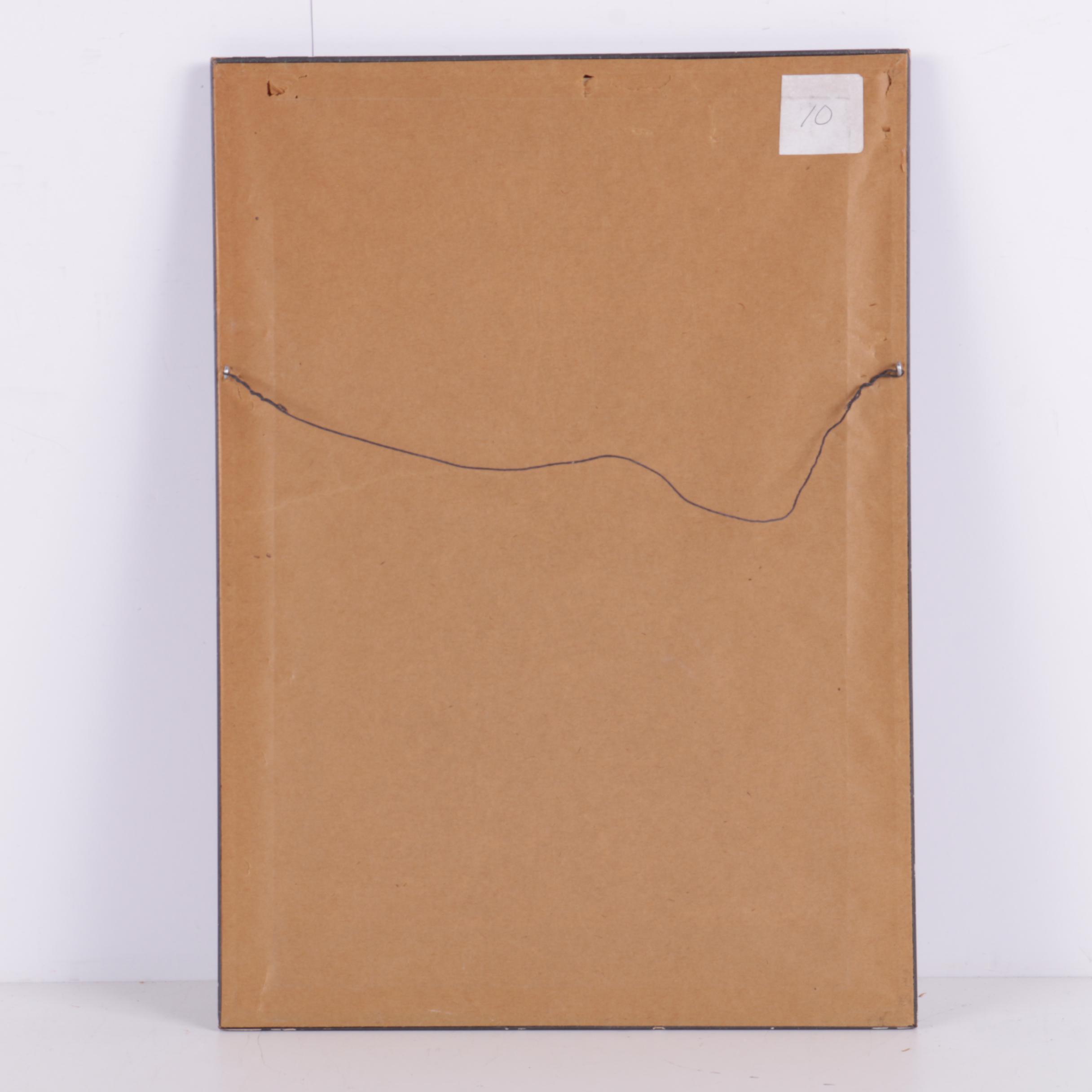 East Asian-Style Gouache Painting of a Man and a Horse on Silk