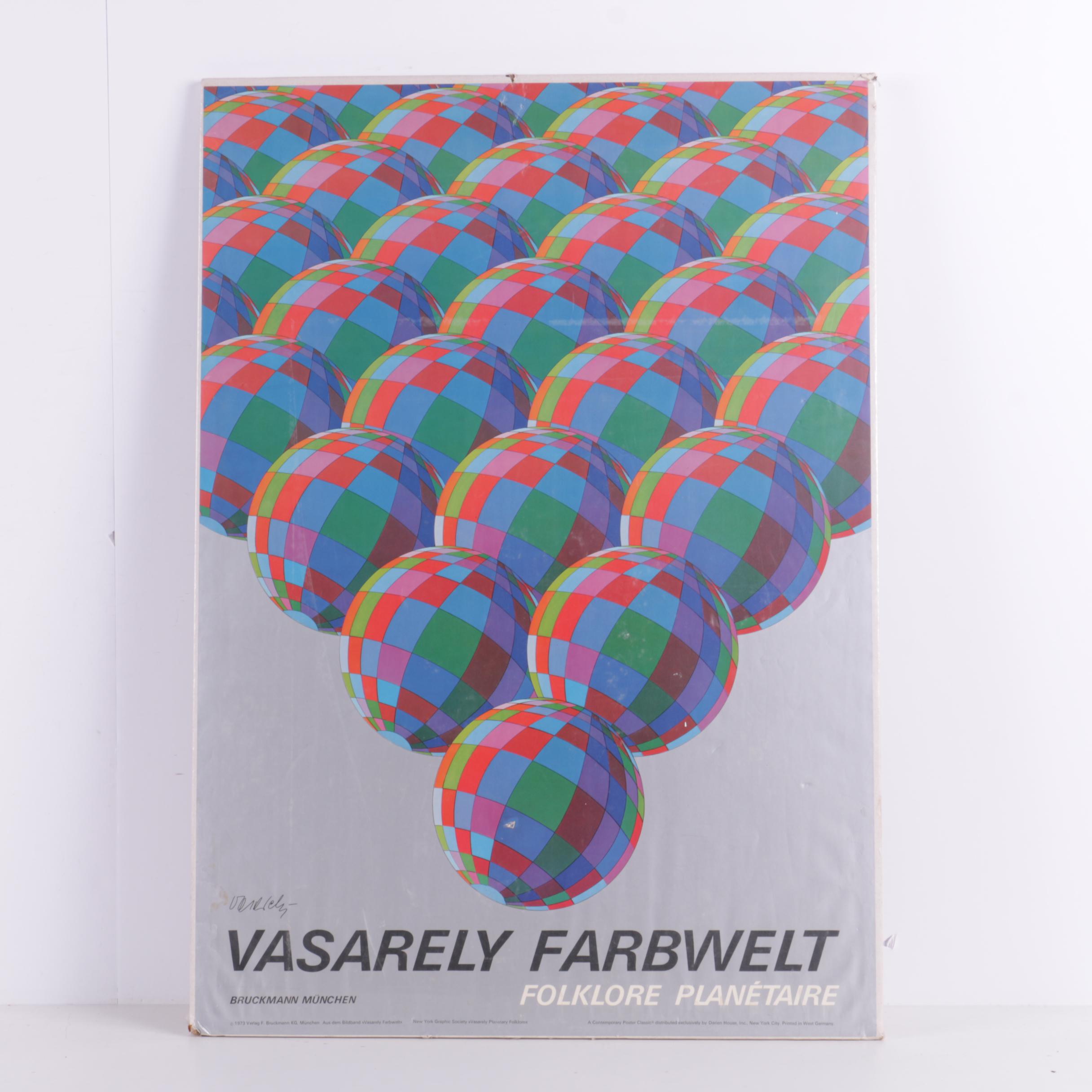 Vintage Offset Lithograph Poster on Paper After Victor Vasarely