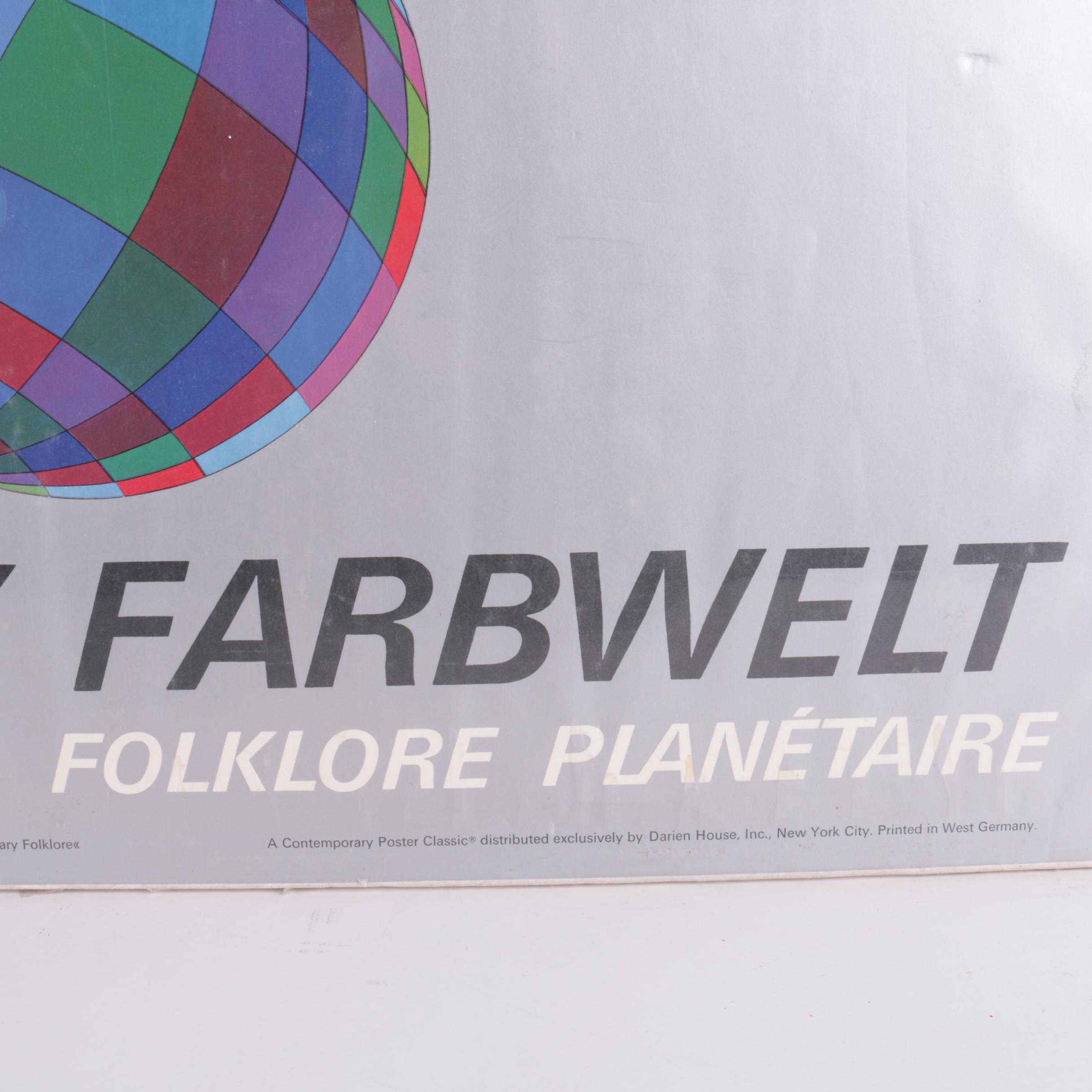 Vintage Offset Lithograph Poster on Paper After Victor Vasarely