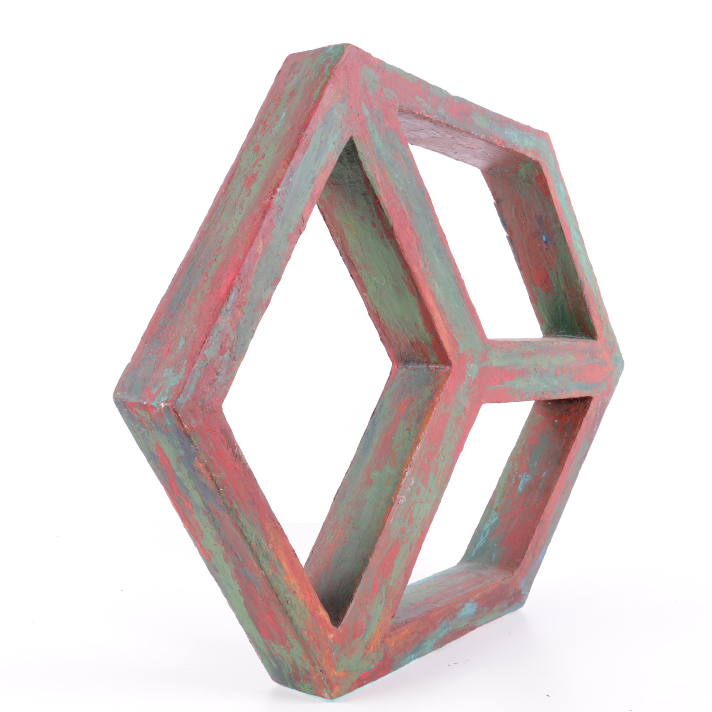 Bill Schiffer Wax on Wood Sculpture "Cube"
