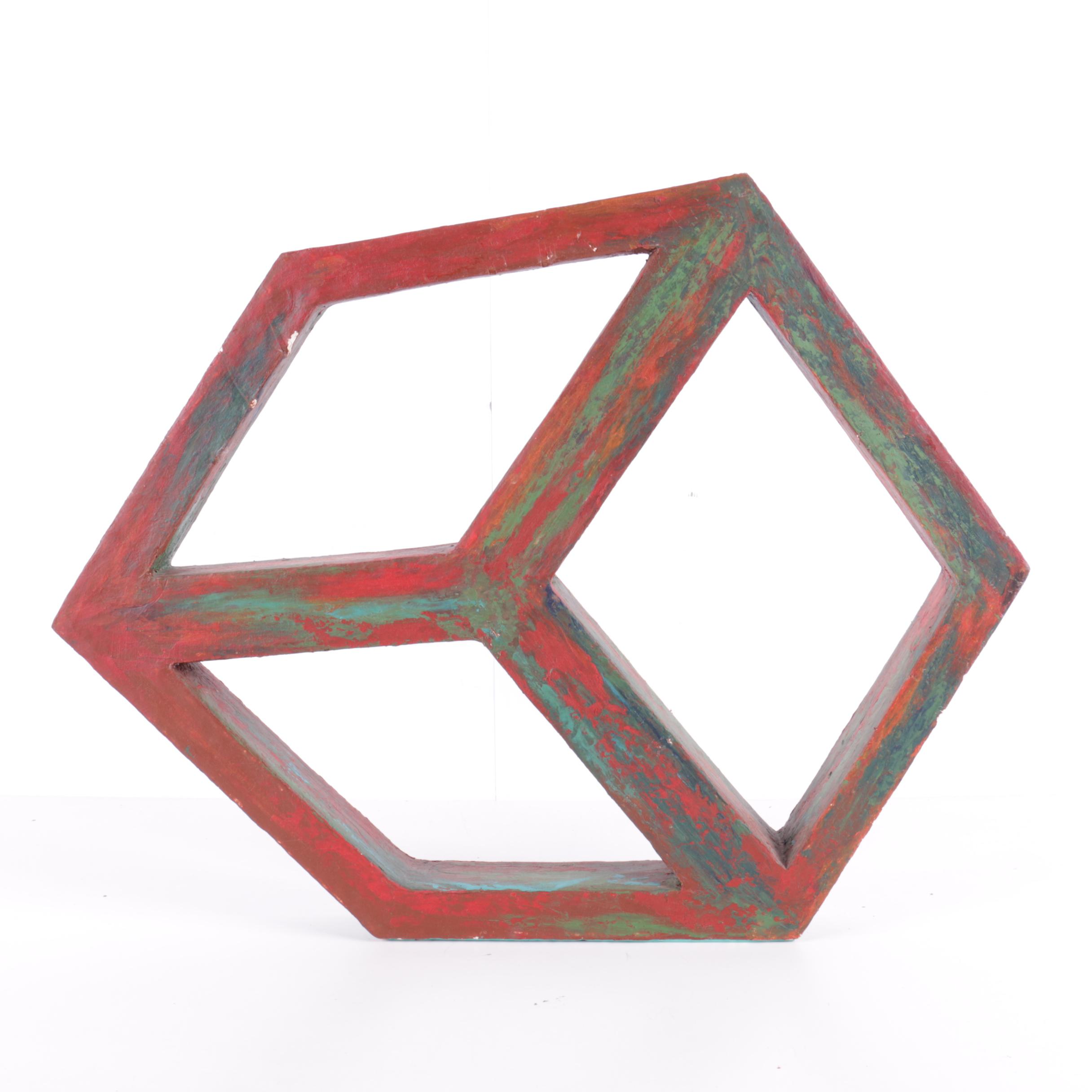 Bill Schiffer Wax on Wood Sculpture "Cube"