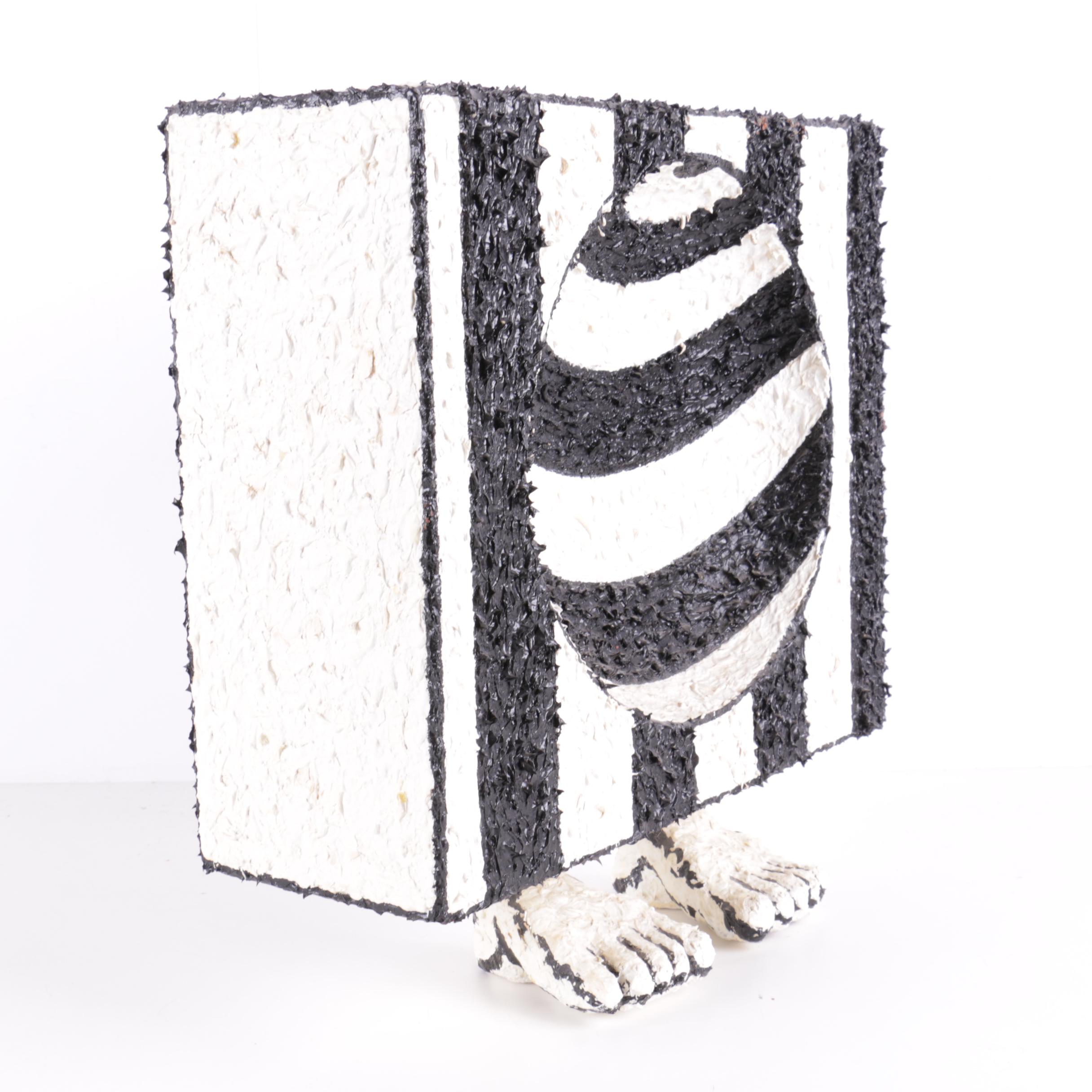 Bill Schiffer Mixed Media Sculpture of a Black and White Box with Feet