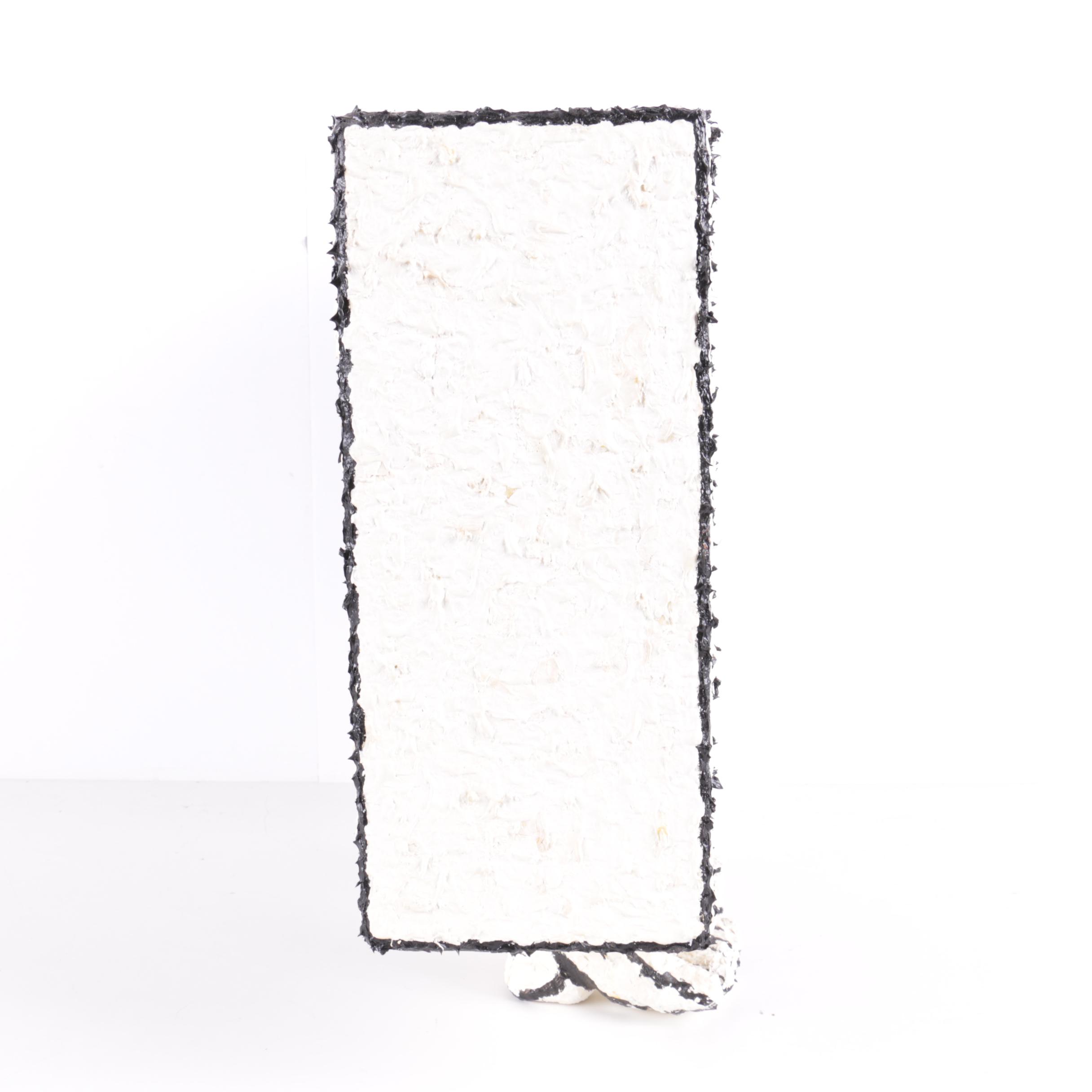 Bill Schiffer Mixed Media Sculpture of a Black and White Box with Feet