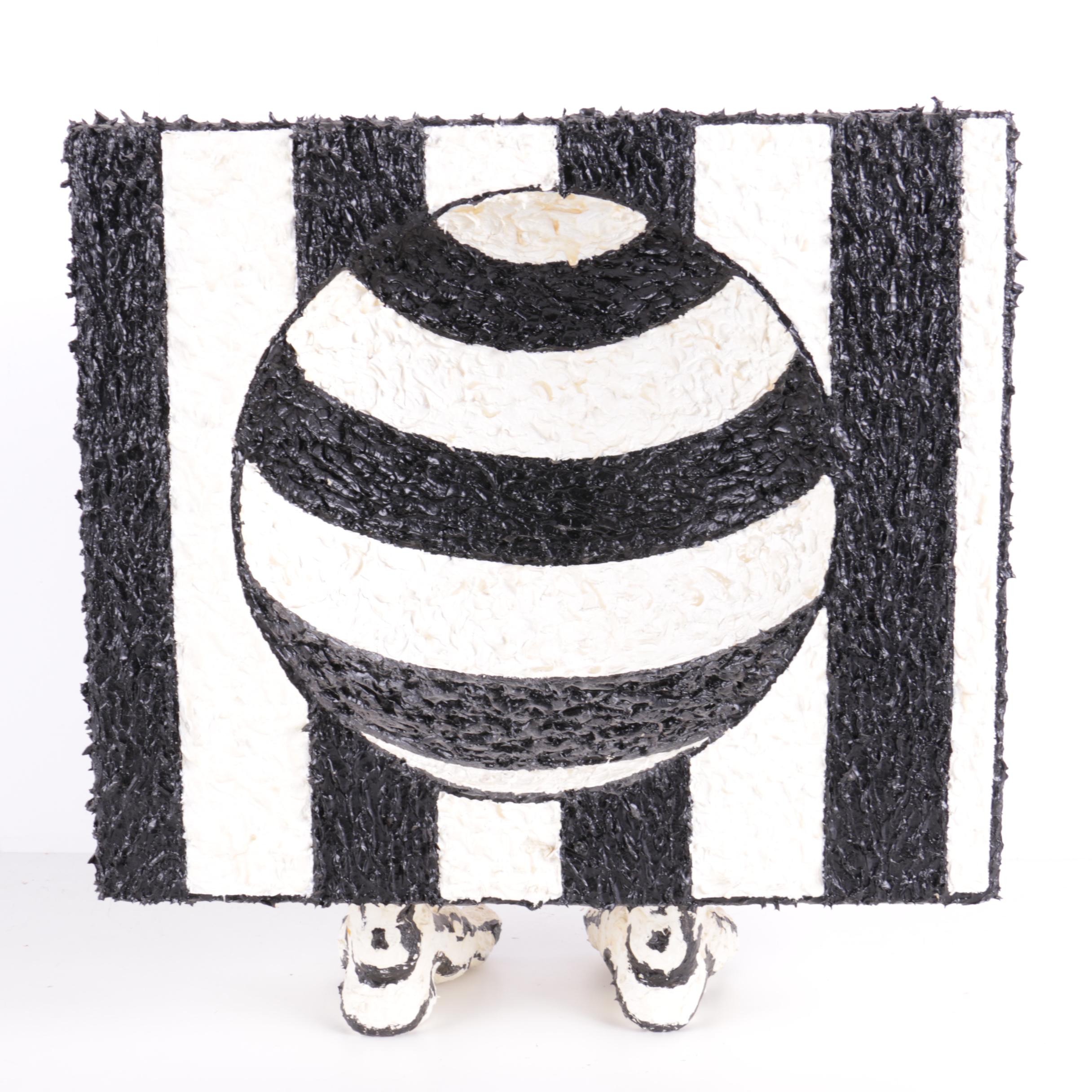 Bill Schiffer Mixed Media Sculpture of a Black and White Box with Feet