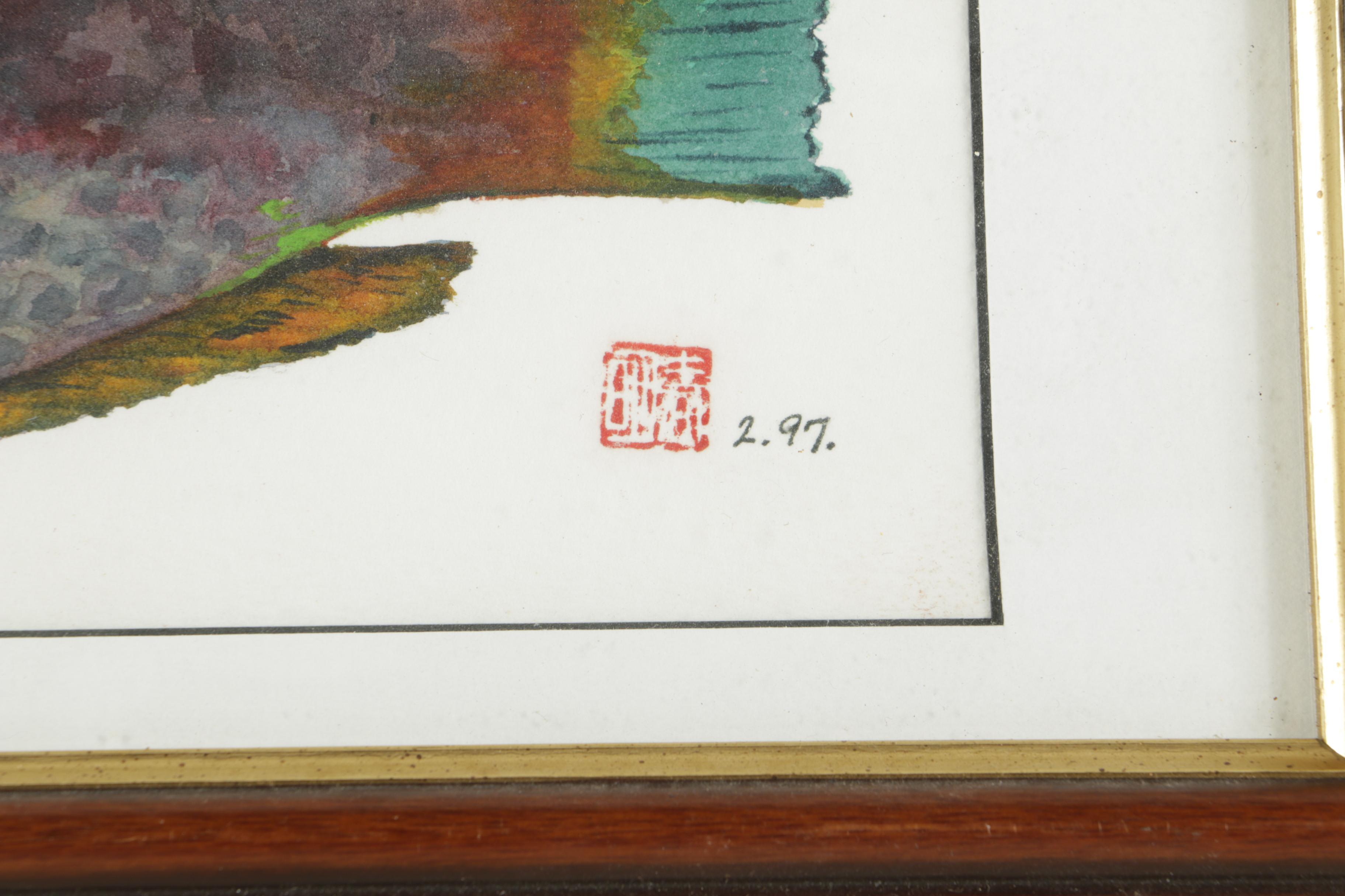 Tsun Ming Chmielinski Watercolor Painting on Paper of Multicolored Fish