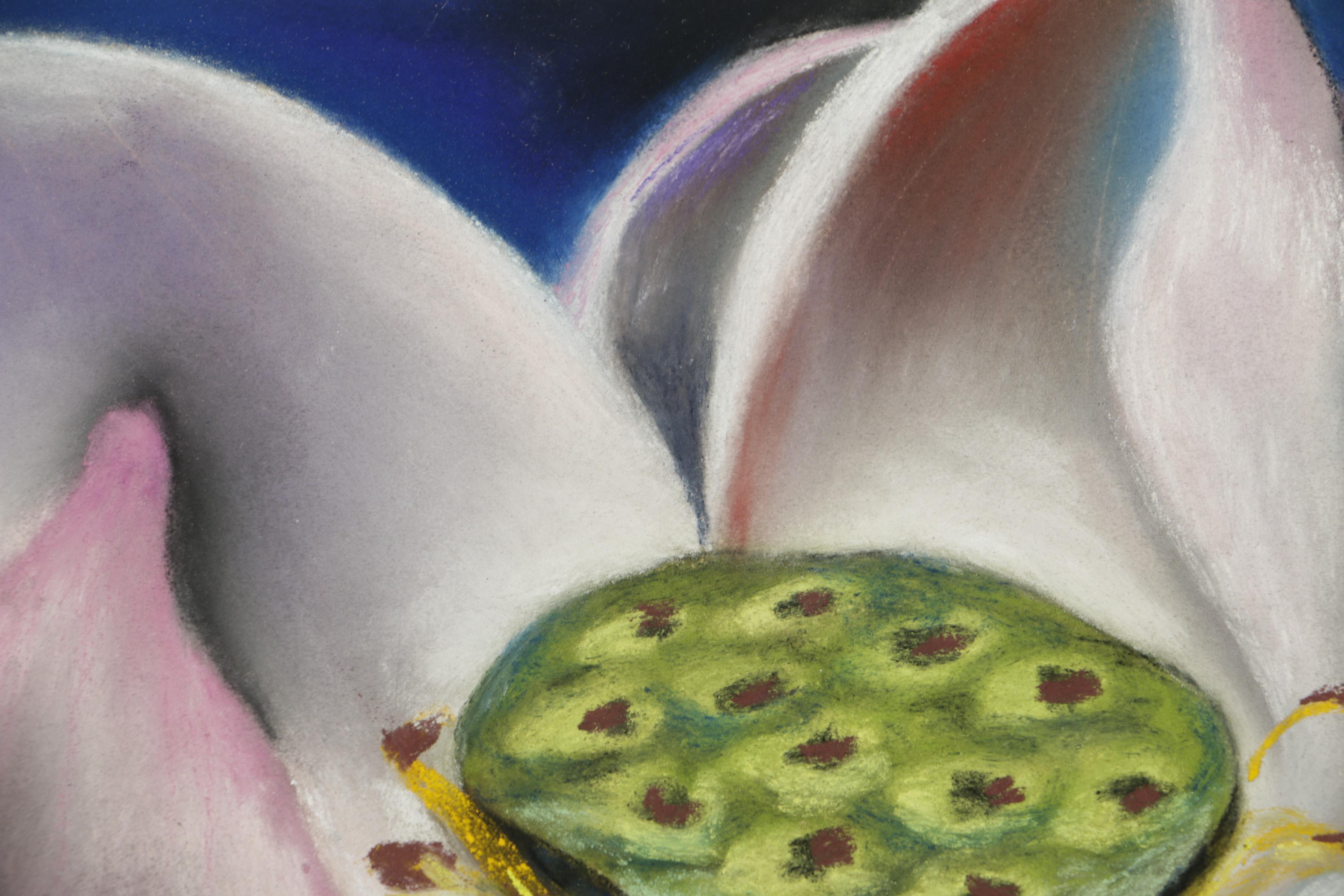Tsun Ming Chmielinski Chalk Pastel Drawing on Paper "Lotus"