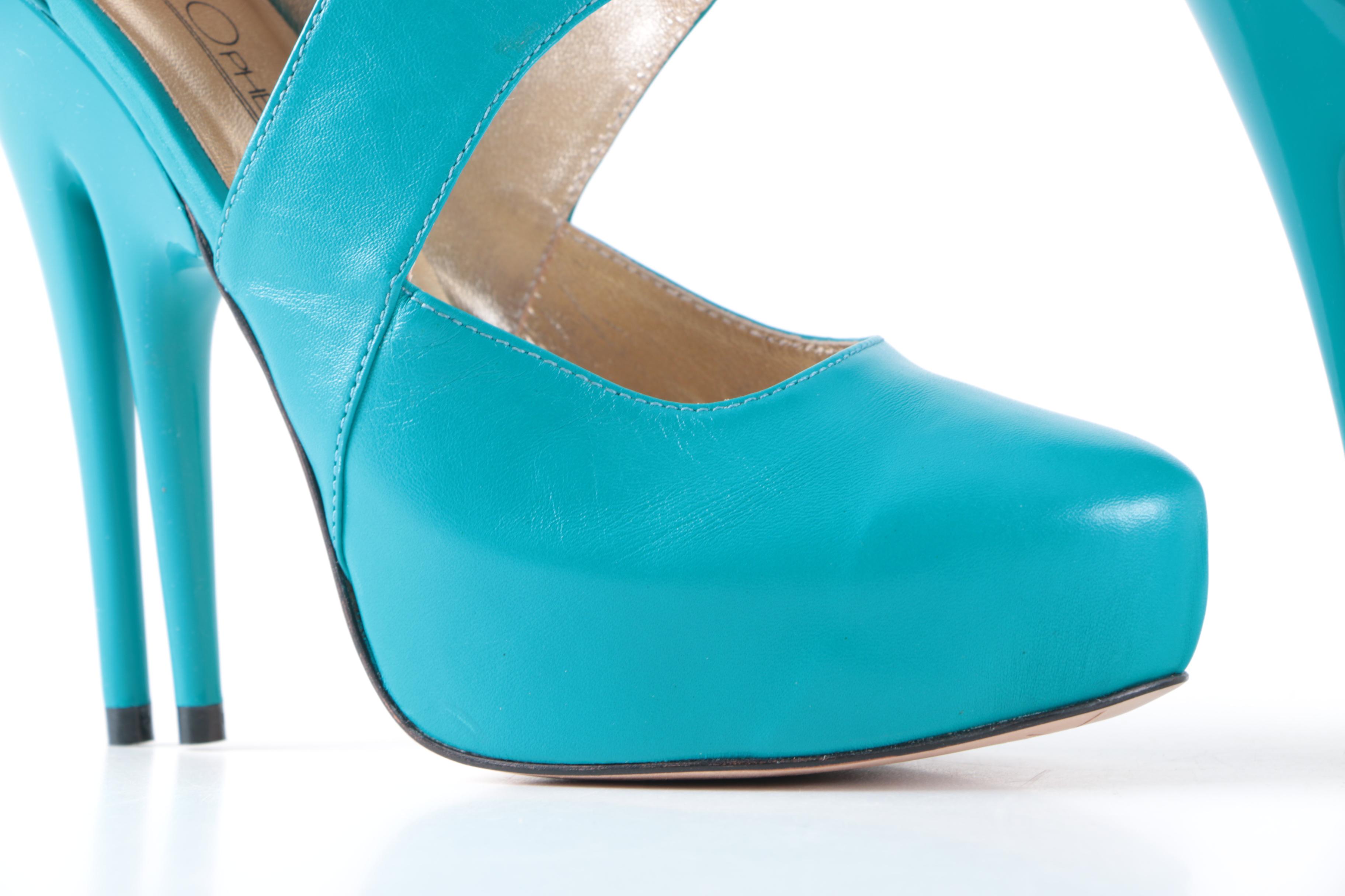 Christopher Coy Collection Prototype Heels in Aqua Leather