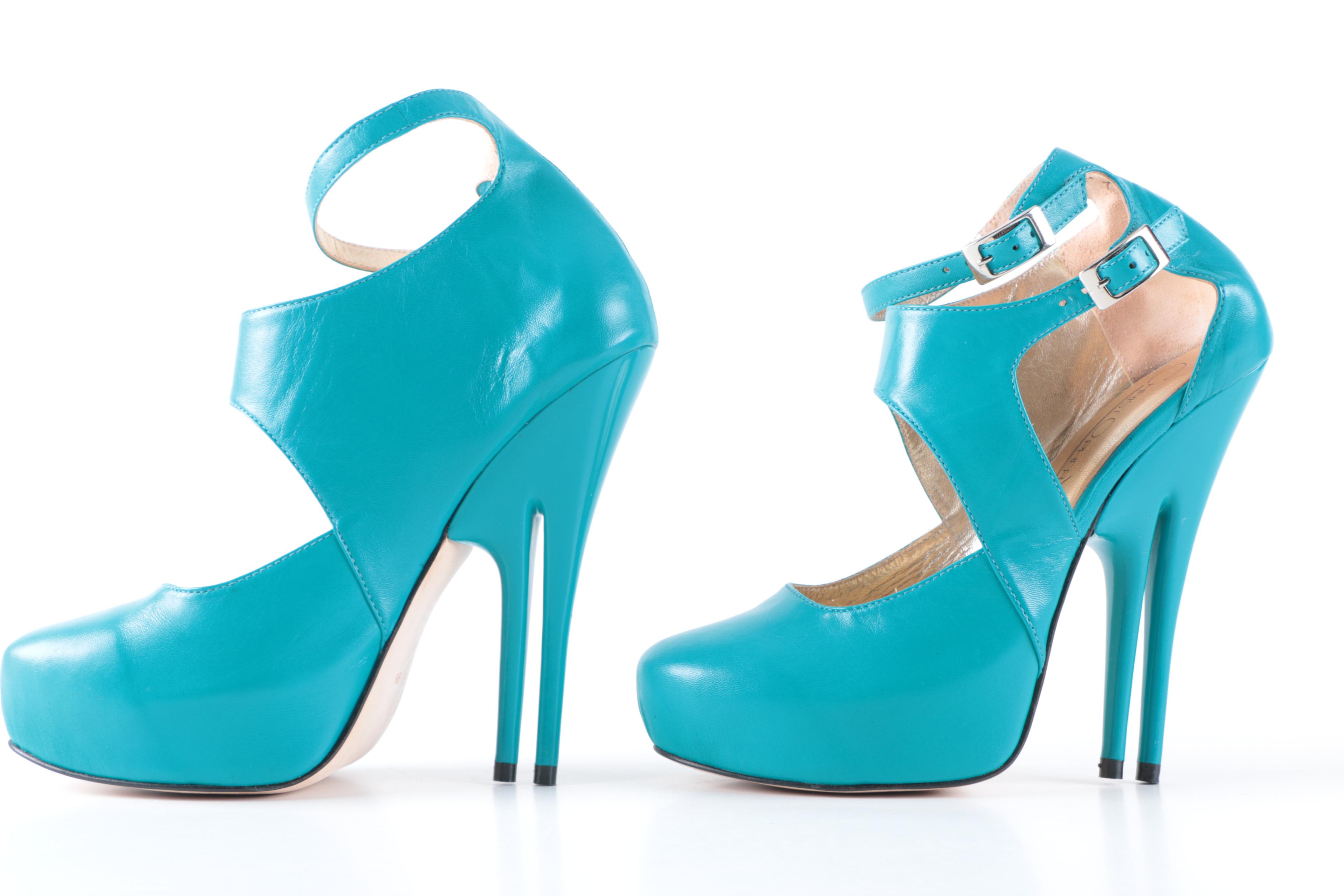 Christopher Coy Collection Prototype Heels in Aqua Leather