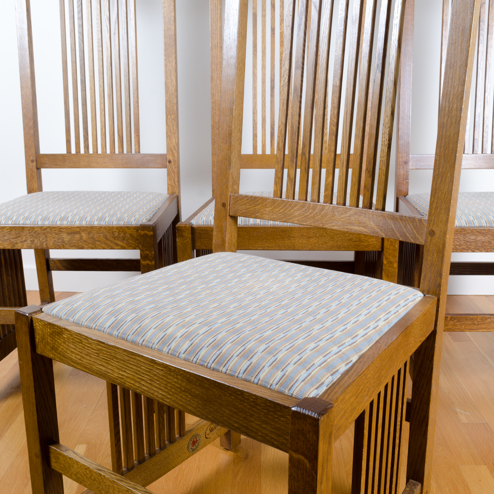 Set of Mission  Style Oak  Dining Chairs by Stickley