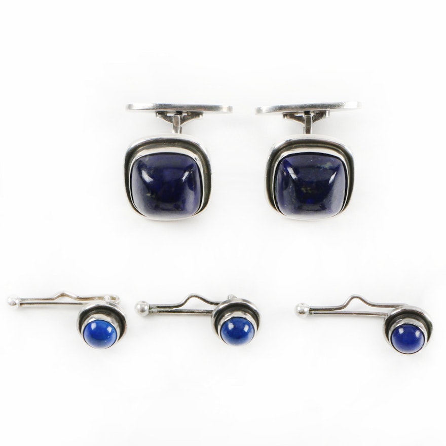 Georg Jensen Sterling Silver Lapis Lazuli Tuxedo Set No. 44H