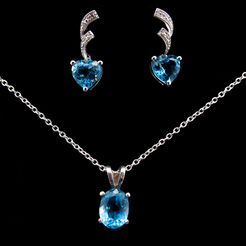 Sterling Silver Demi Parure Necklace and Earrings