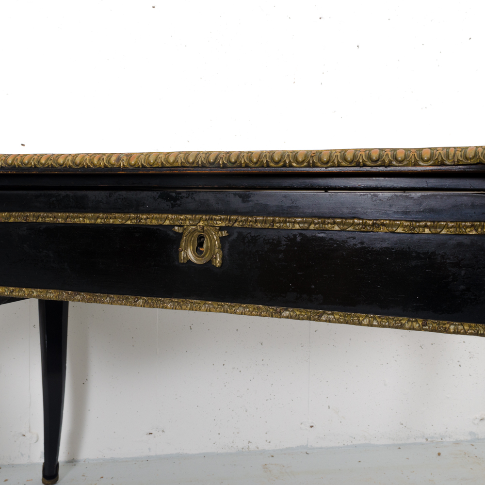 Black and Gold Rococo Style Leather Top Desk