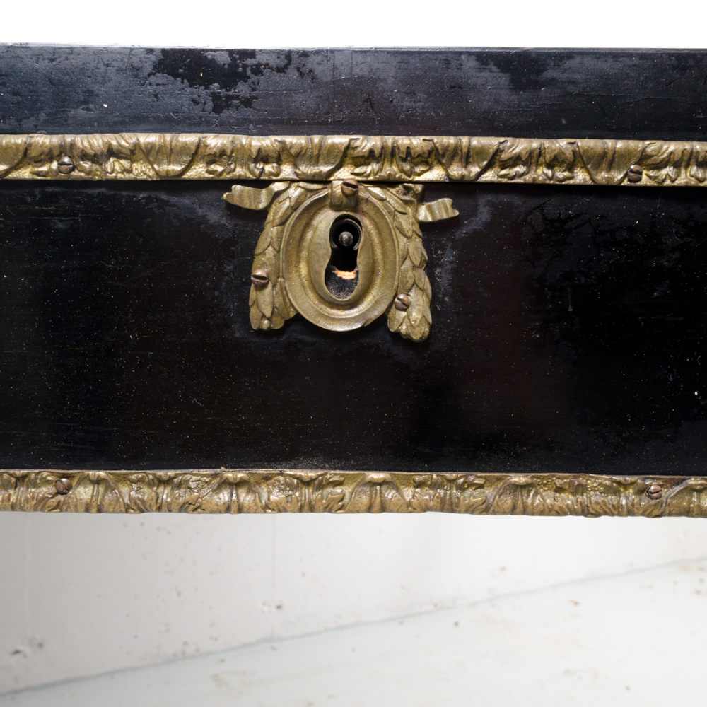 Black and Gold Rococo Style Leather Top Desk