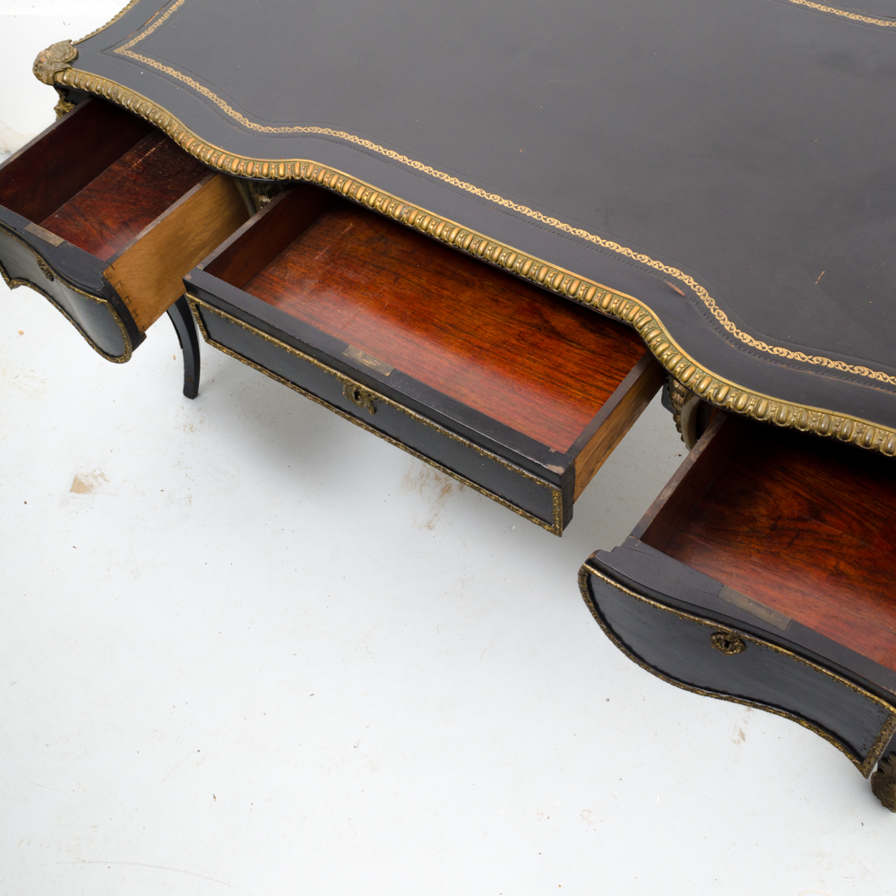 Black and Gold Rococo Style Leather Top Desk